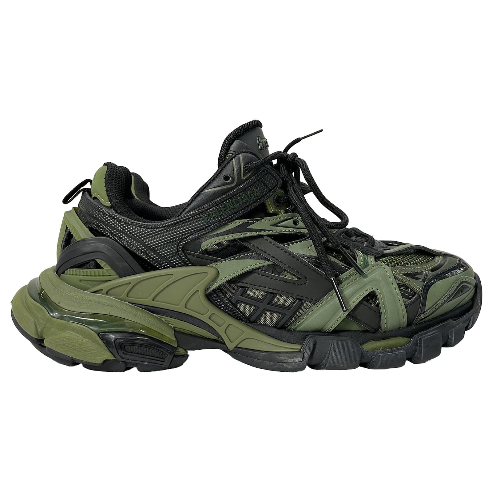 Balenciaga Track 2 Lace-Up Sneakers in Green and Black