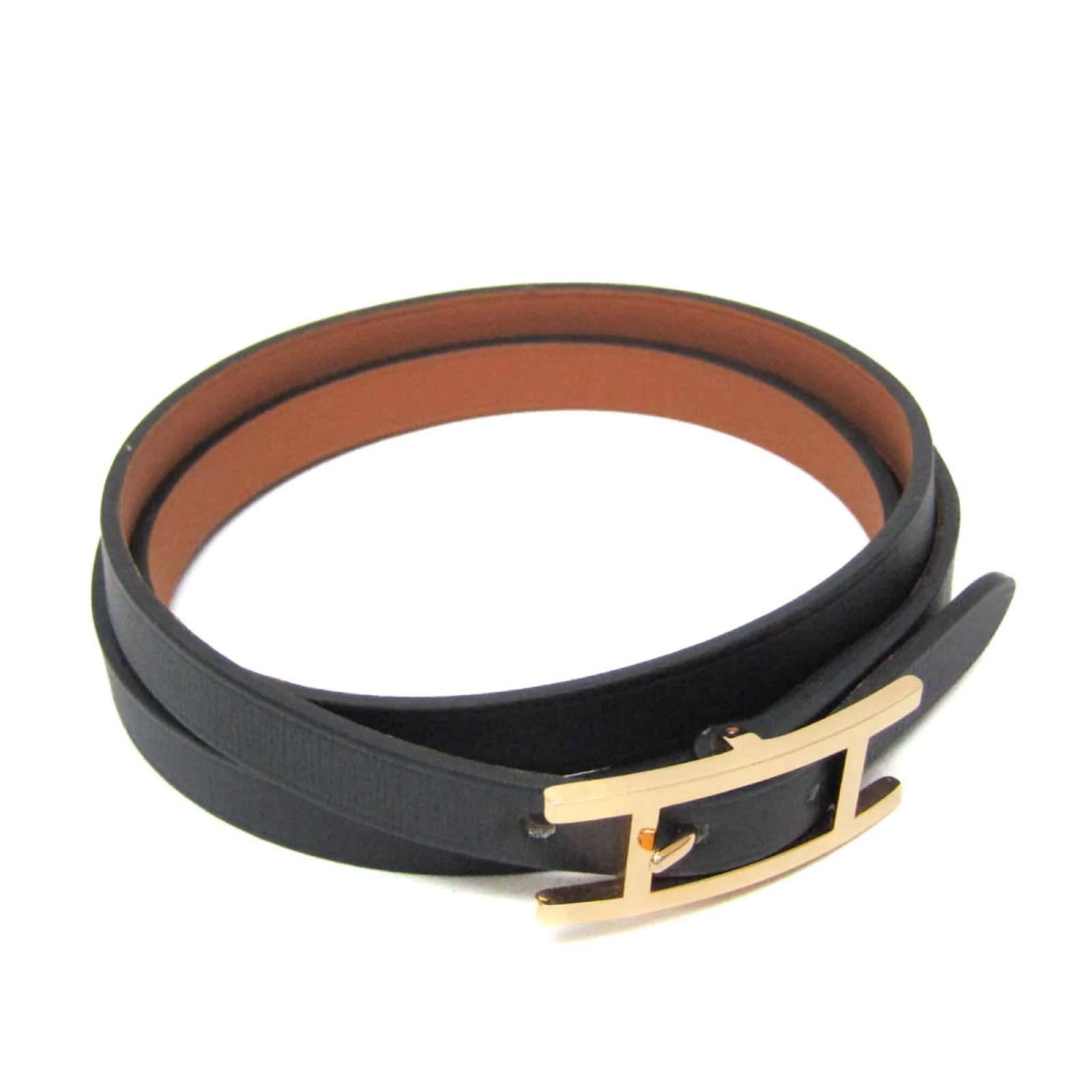 アクセサリー HERMES Api Bracelet Choker BLACK Hermès Hermes B-Api Choker Leather and Metal Wrap Bracelet