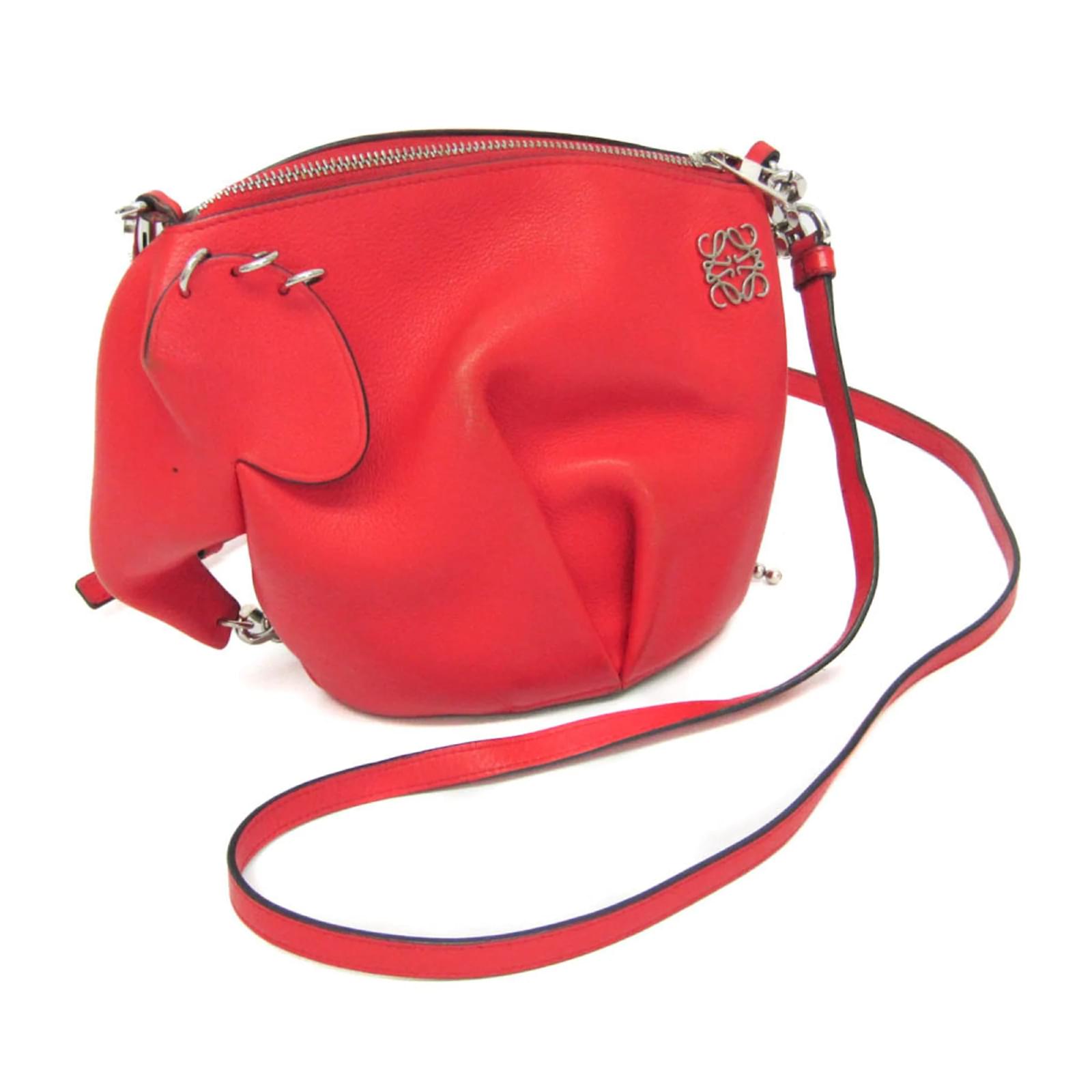 Loewe PUNK ELEPHANT Chain Leather Shoulder Bag Red