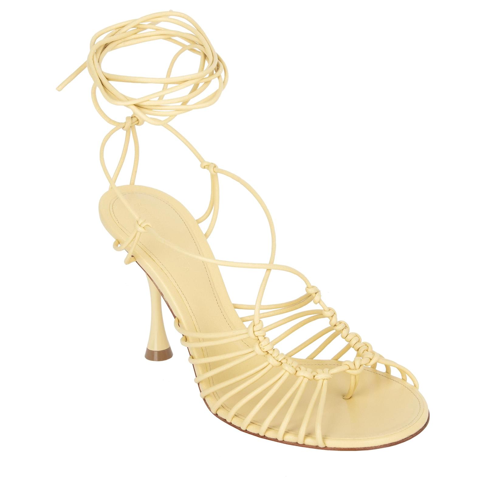 サンダル・ミュール Bottega Veneta Dot Leather Sandals Beige Bottega Veneta Dot Leather Sandals Beige Black Lambskin ref