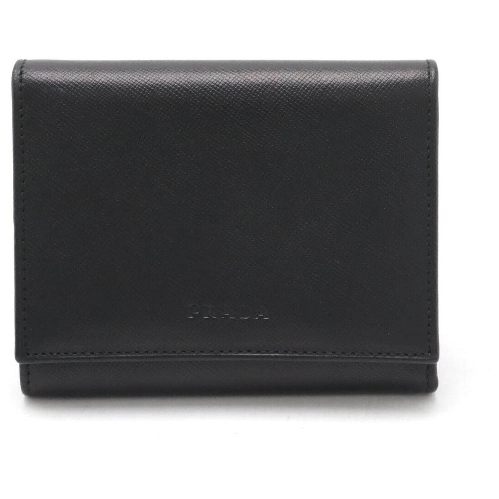 Prada Saffiano Leather Tri-Fold Wallet Black ref.1849334