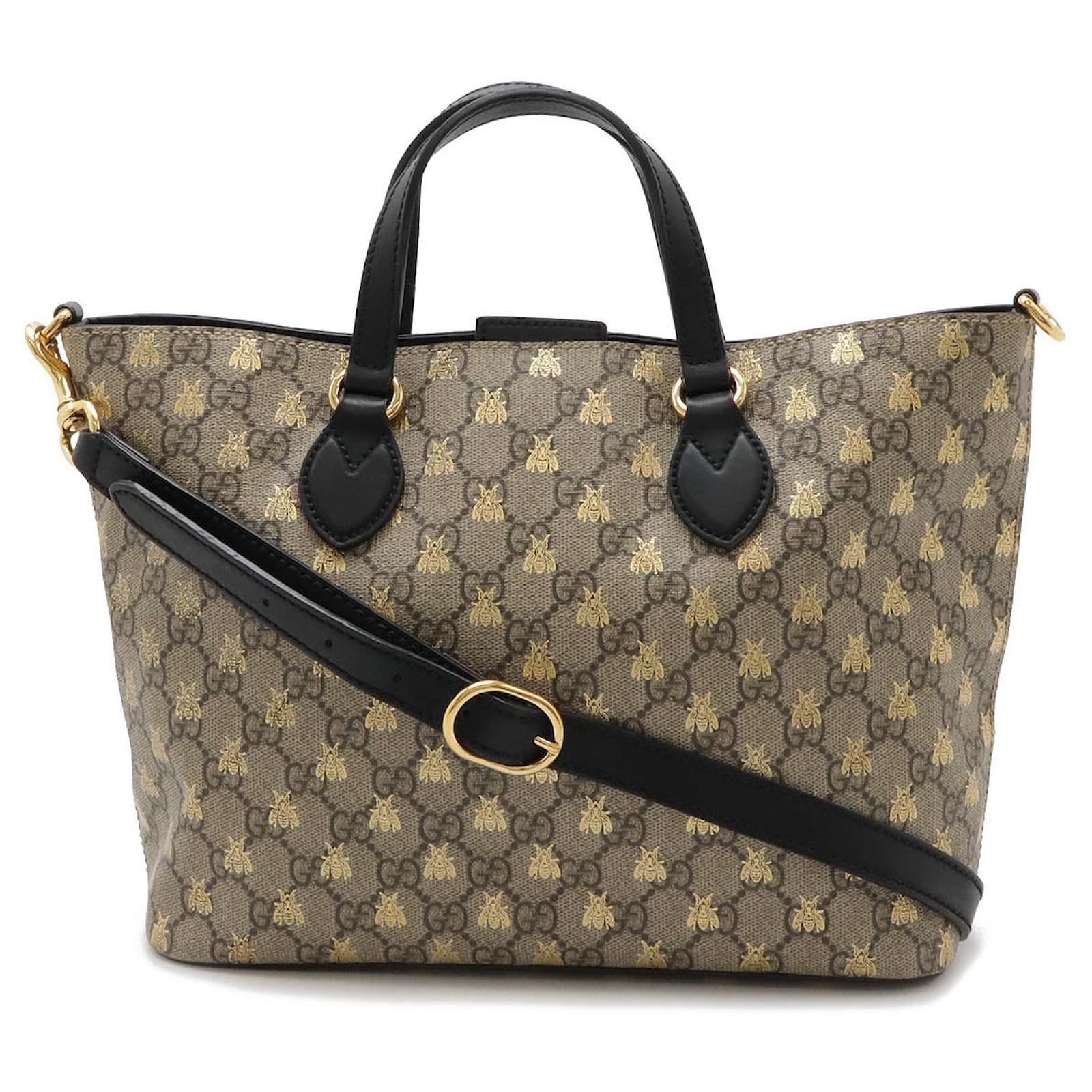 Gucci GG Supreme Bee 2WAY Tote Handbag Beige Leather ref.1850073 