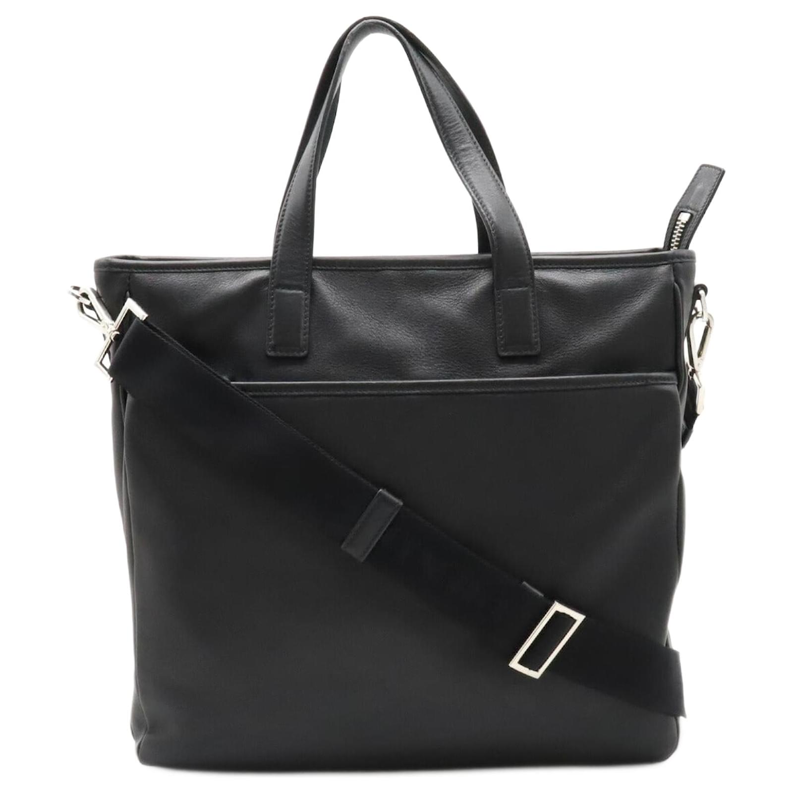 バッグ PRADA 2way leather tote bag black Black Large leather tote bag with buckles | PRADA