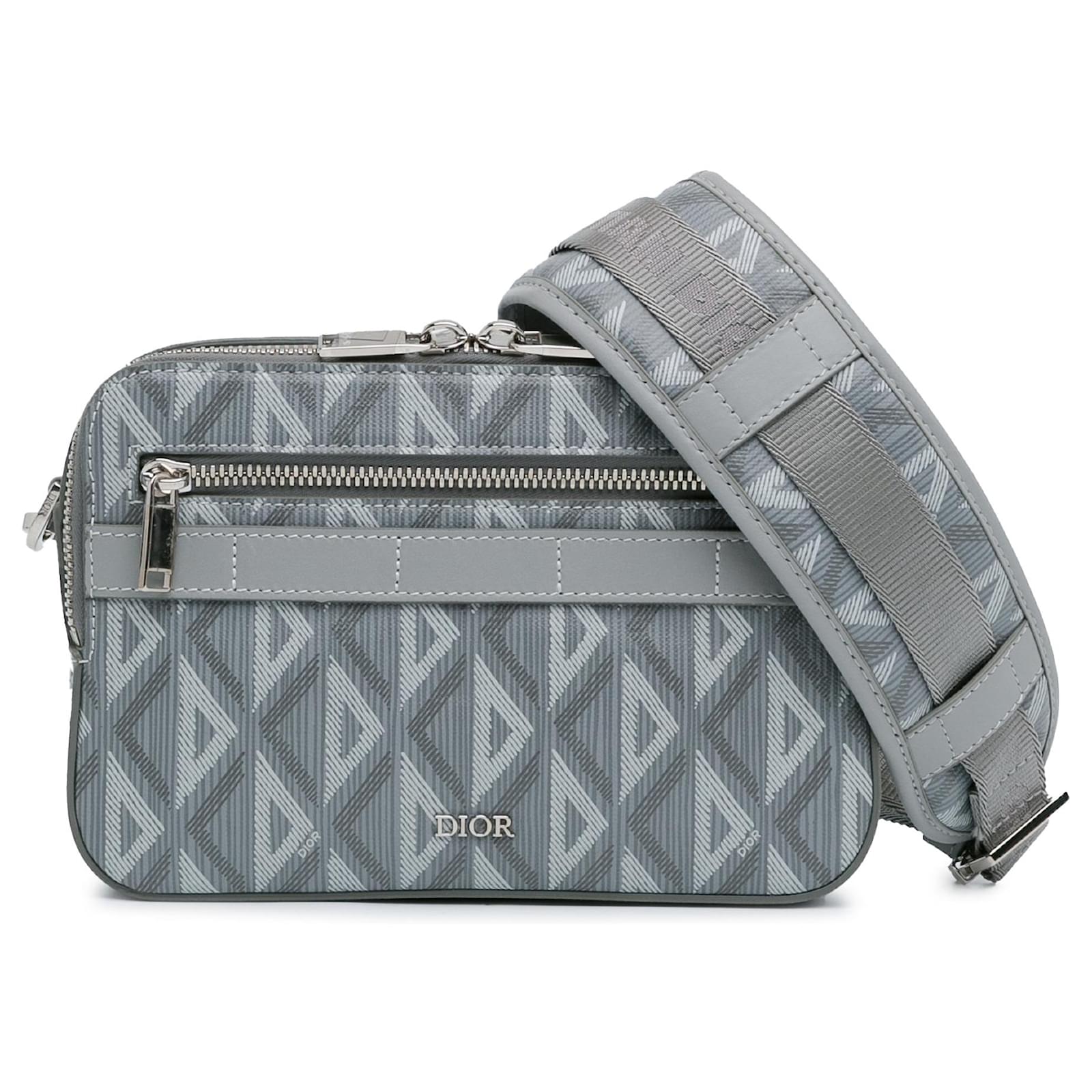 Gray Dior CD Diamond Safari Bag with Strap Leather ref.1852766