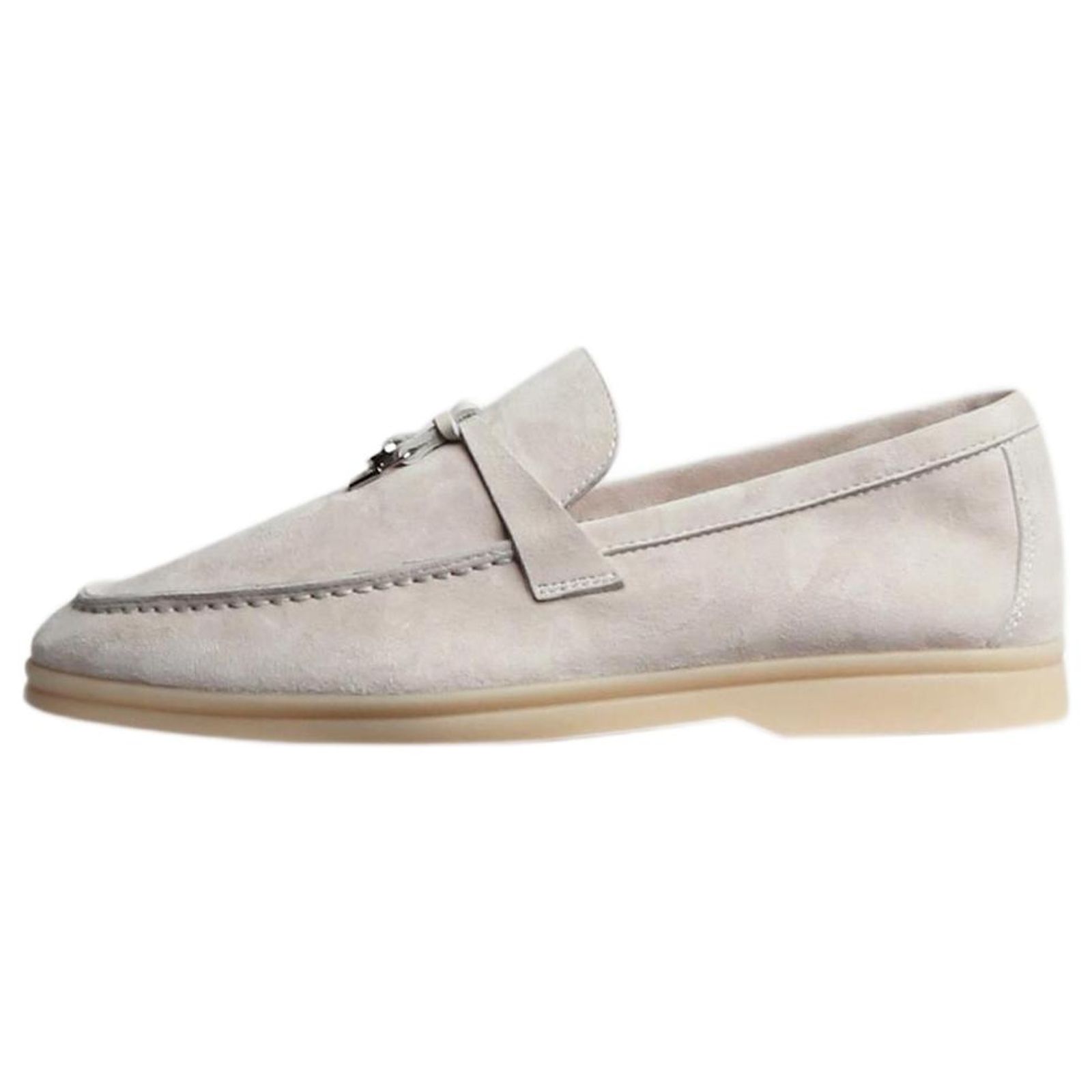Loro Piana Light Gray Men\'s Loafers Loro Piana Summer Walk Suede Warm Grey Loafers | FAE8124 main image 2