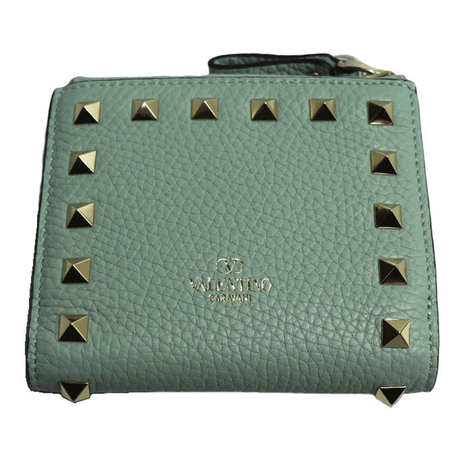 Compact Wallet Valentino Wallet Green Leather Wallet Valentino