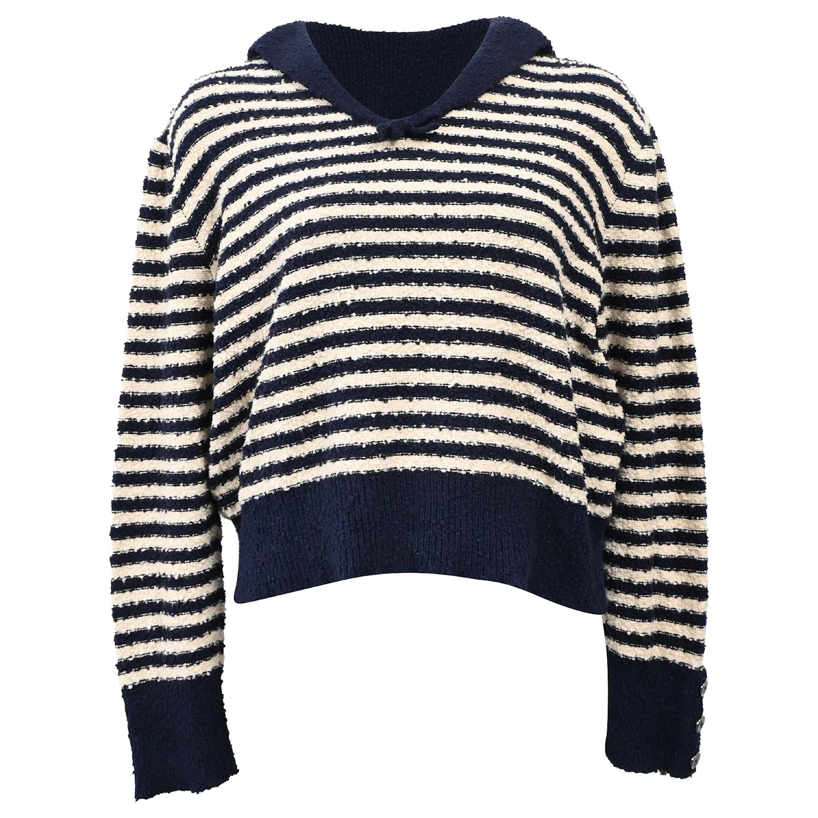 Dior Marinière Sweater with Sailor Collar and Bow in Navy