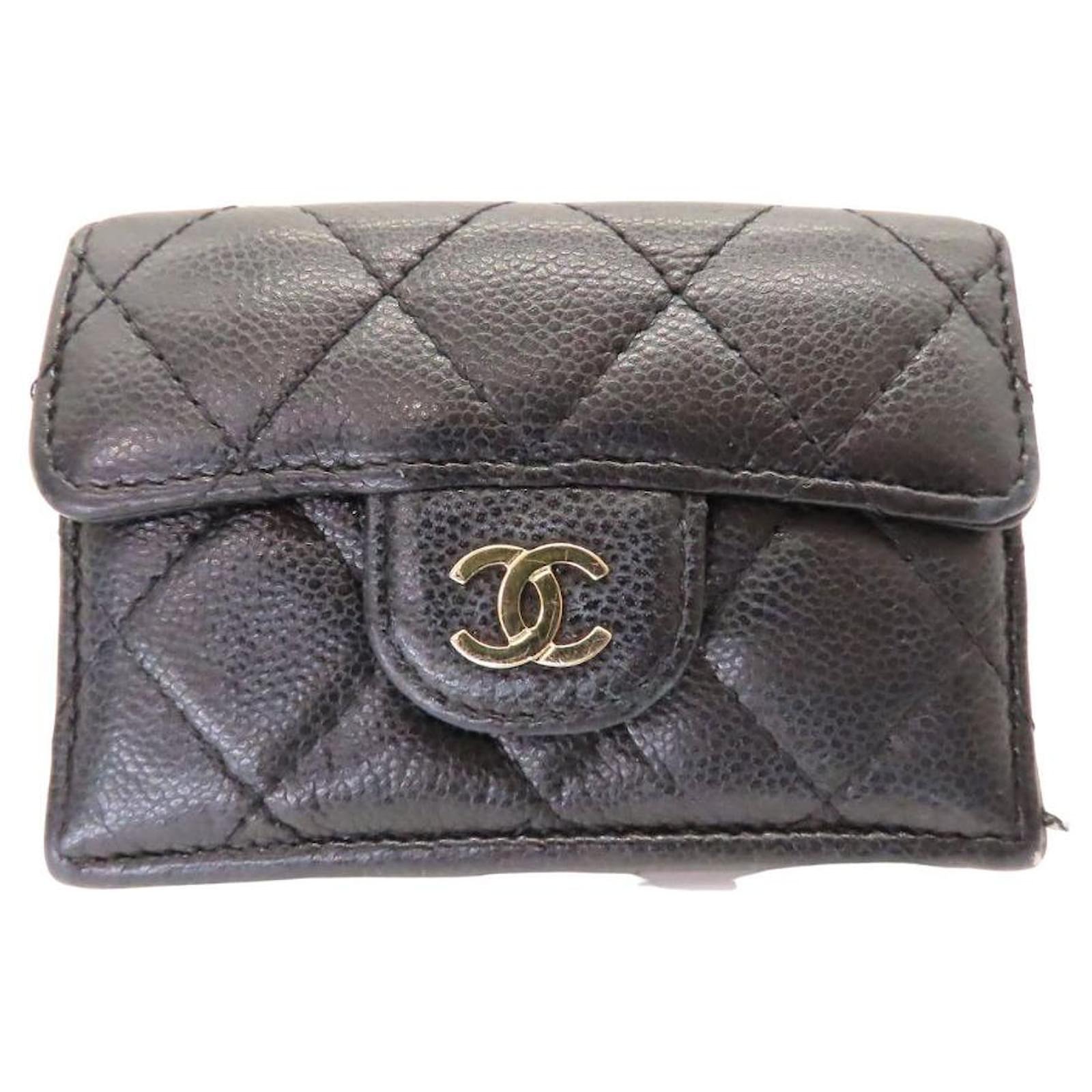 Chanel Classic Flap Wallet Chanel Wallet Caviar Black Chanel Black Caviar Leather Wallet With Chanel Box – The Hosta