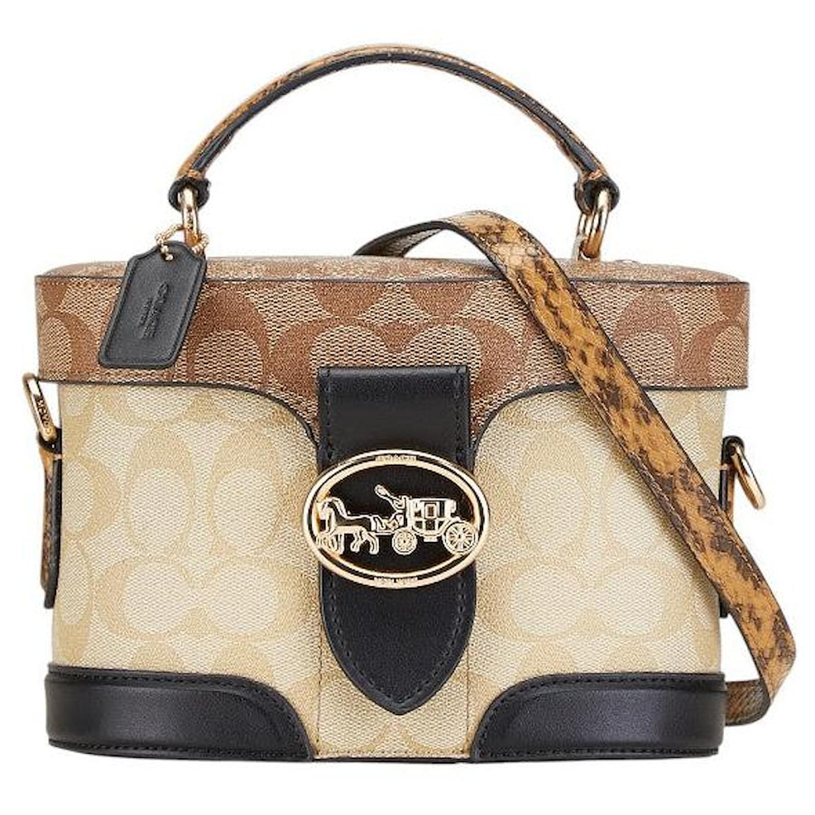 Coach Python Vanity Bag 2WAY 5504 Beige Leather ref.1860328 - Joli Coach Python Vanity Bag 2WAY 5504 Beige Leather ref.1860328 - Joli