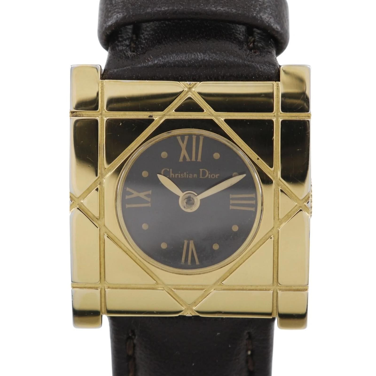 【希少】Christian Dior 腕時計 カナージュ D82-150 Christian Dior Dior Cannage Square Watch D82-150 Golden ref