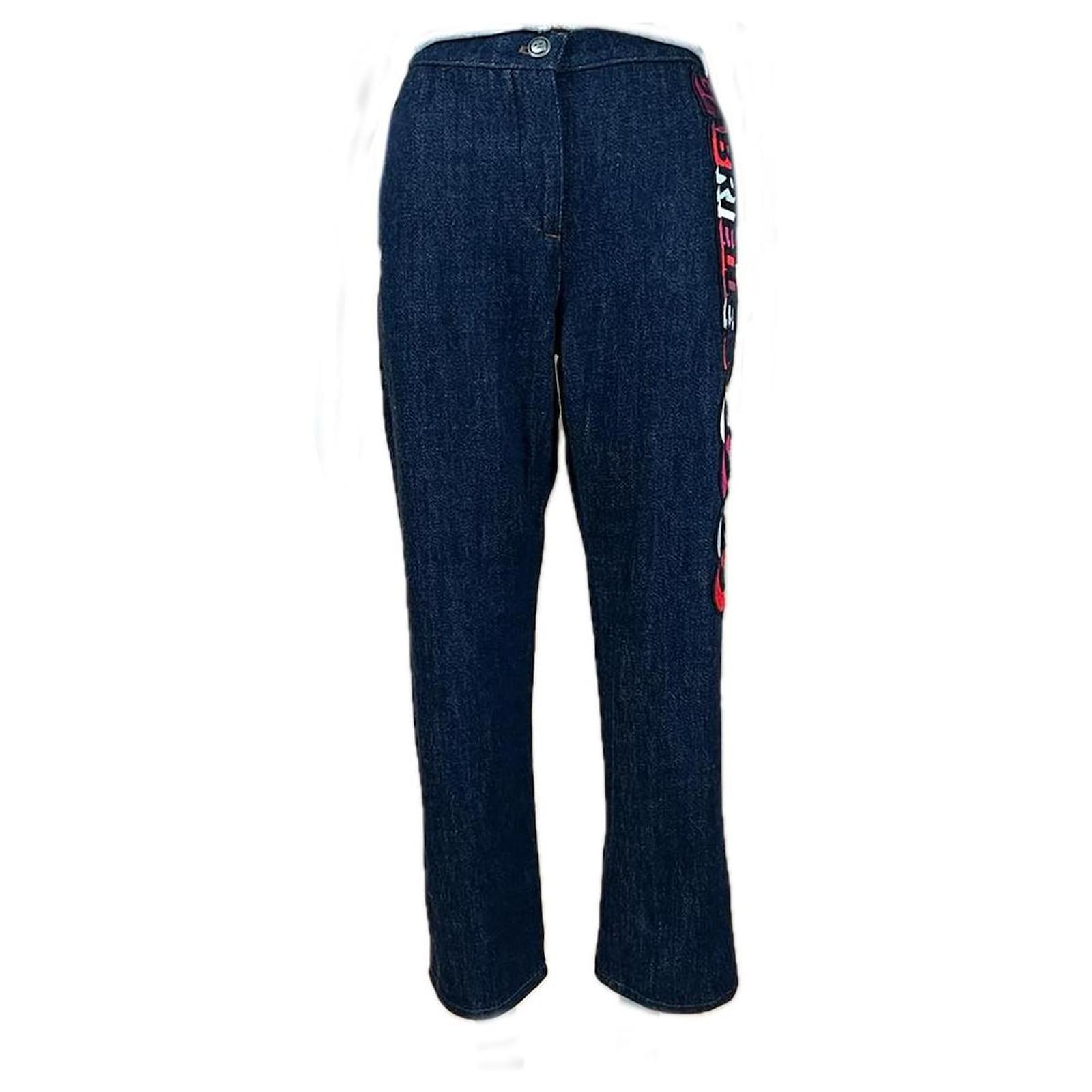 Chanel Coco Gabrielle Embroidery Jeans 36 FR Navy blue Cotton ref 