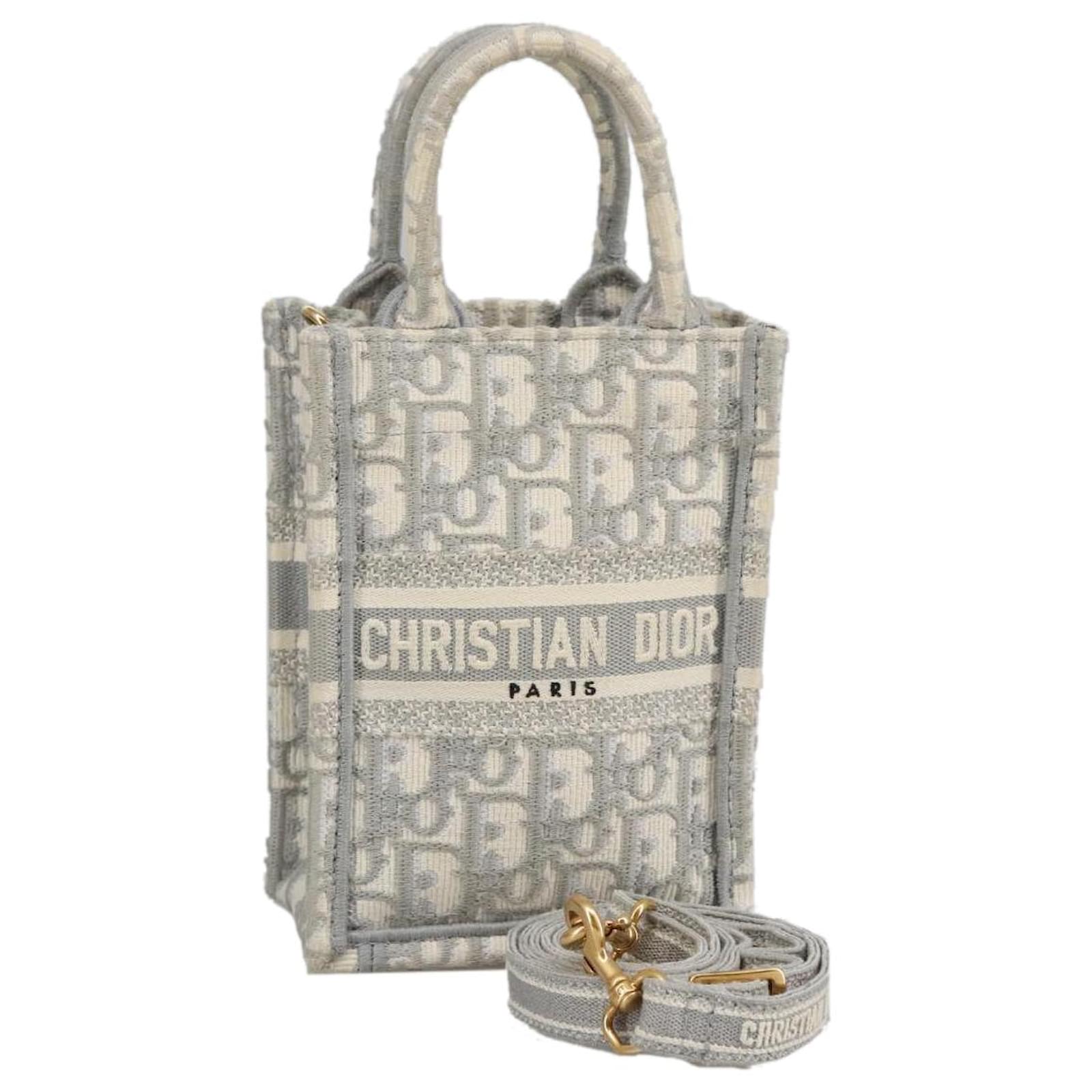Christian Dior Oblique Vertical Book Tote Mini Tote Bag Canvas