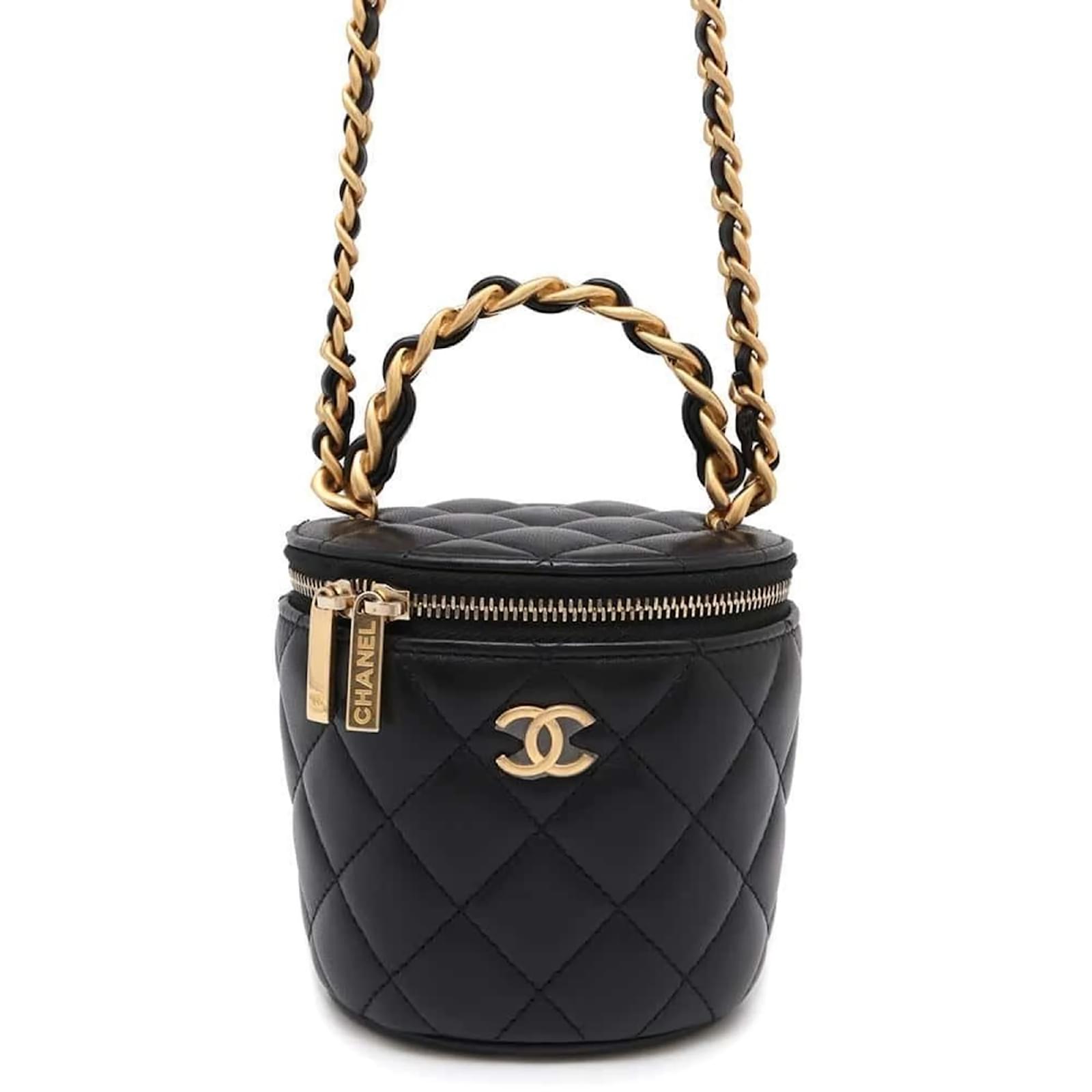 Chanel Black Lambskin Chain Shoulder Bag Leather ref.1862844