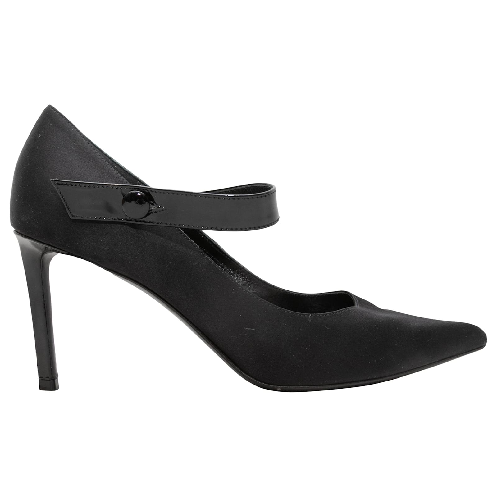Celine Black Celine Pointed Toe Mary Jane Pumps Size 37.5 Cloth ref.1866020 Joli Closet