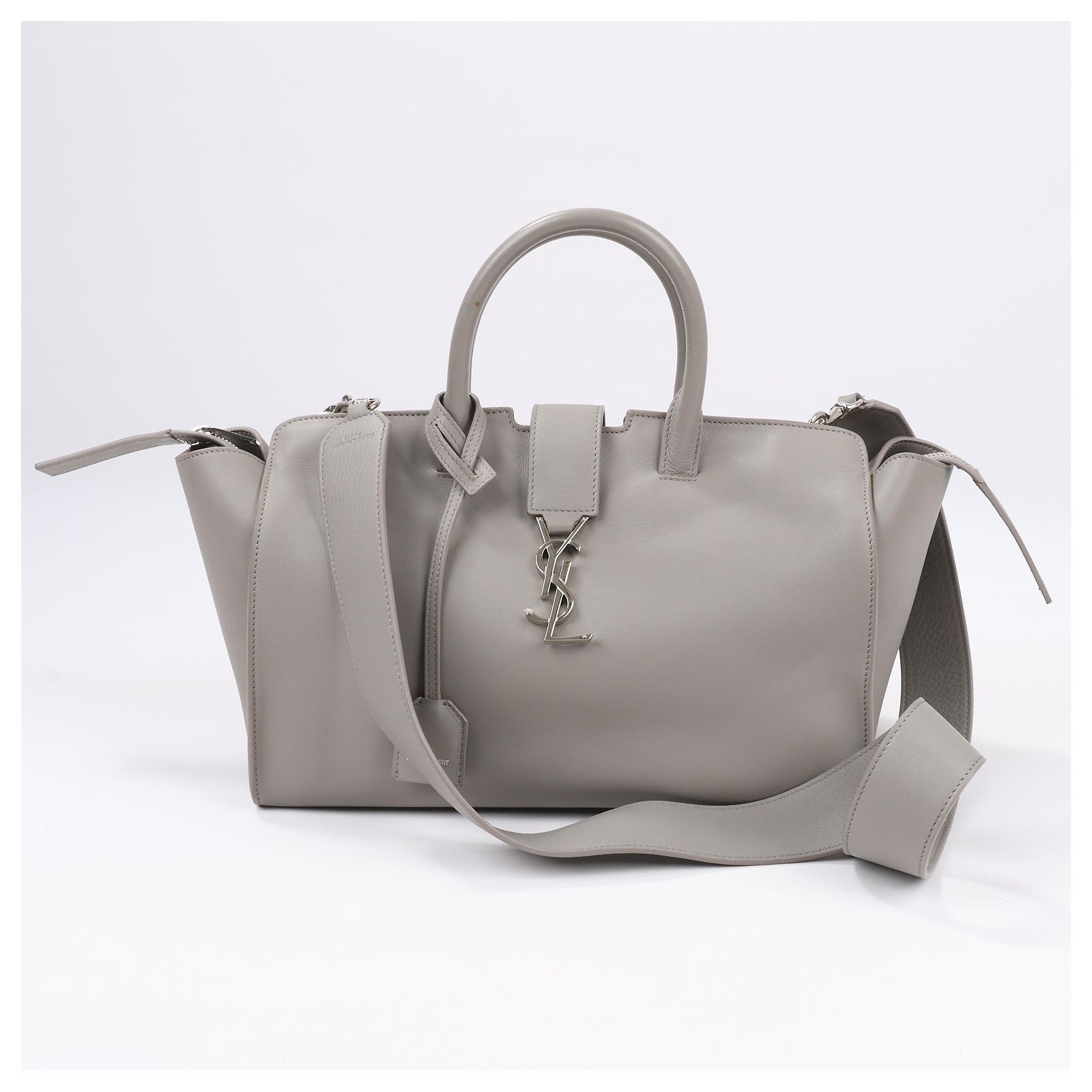 Saint Laurent Paris Downtown Cabas Leather 2Way Handbag in Grey 