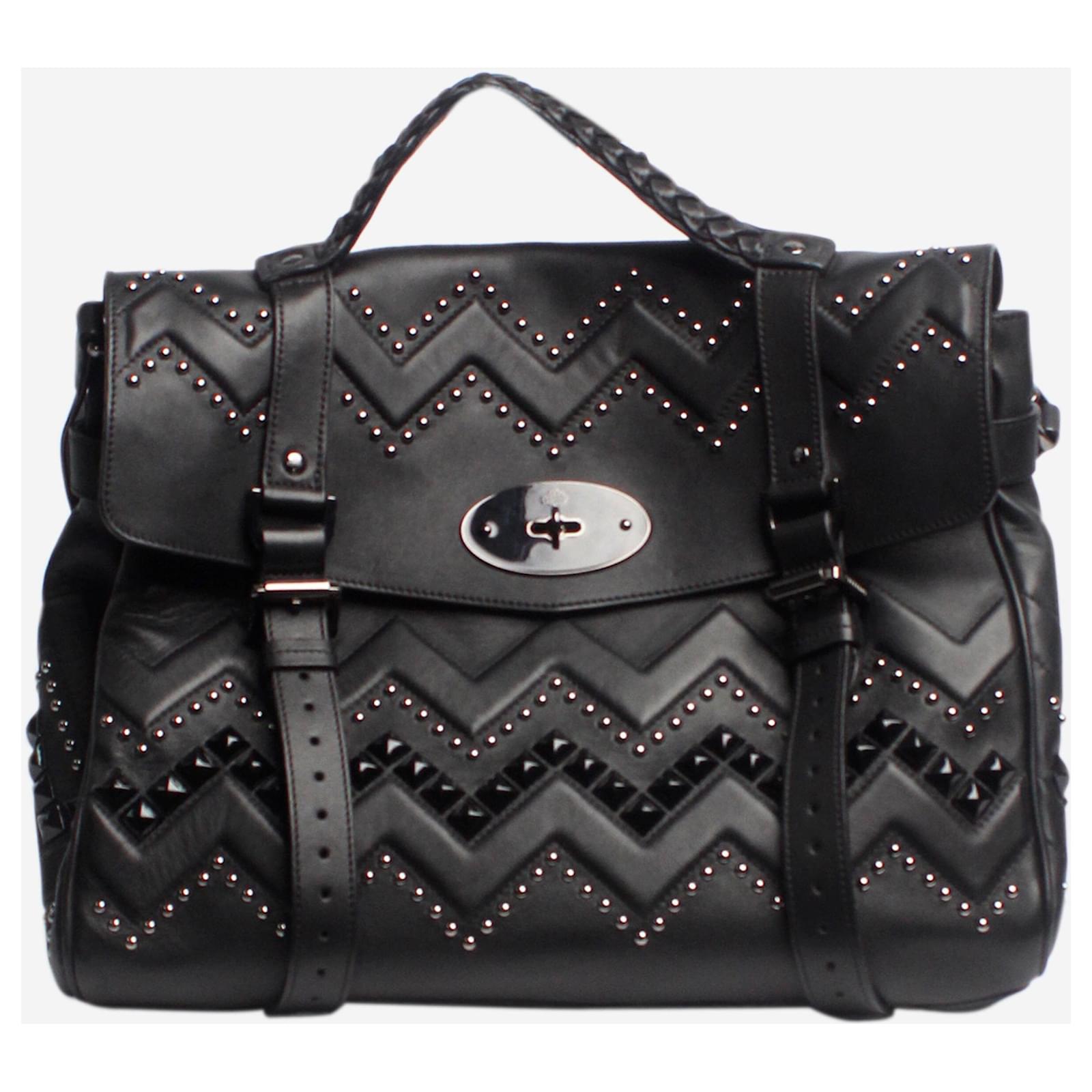 Mulberry Black studded Alexa satchel bag Leather