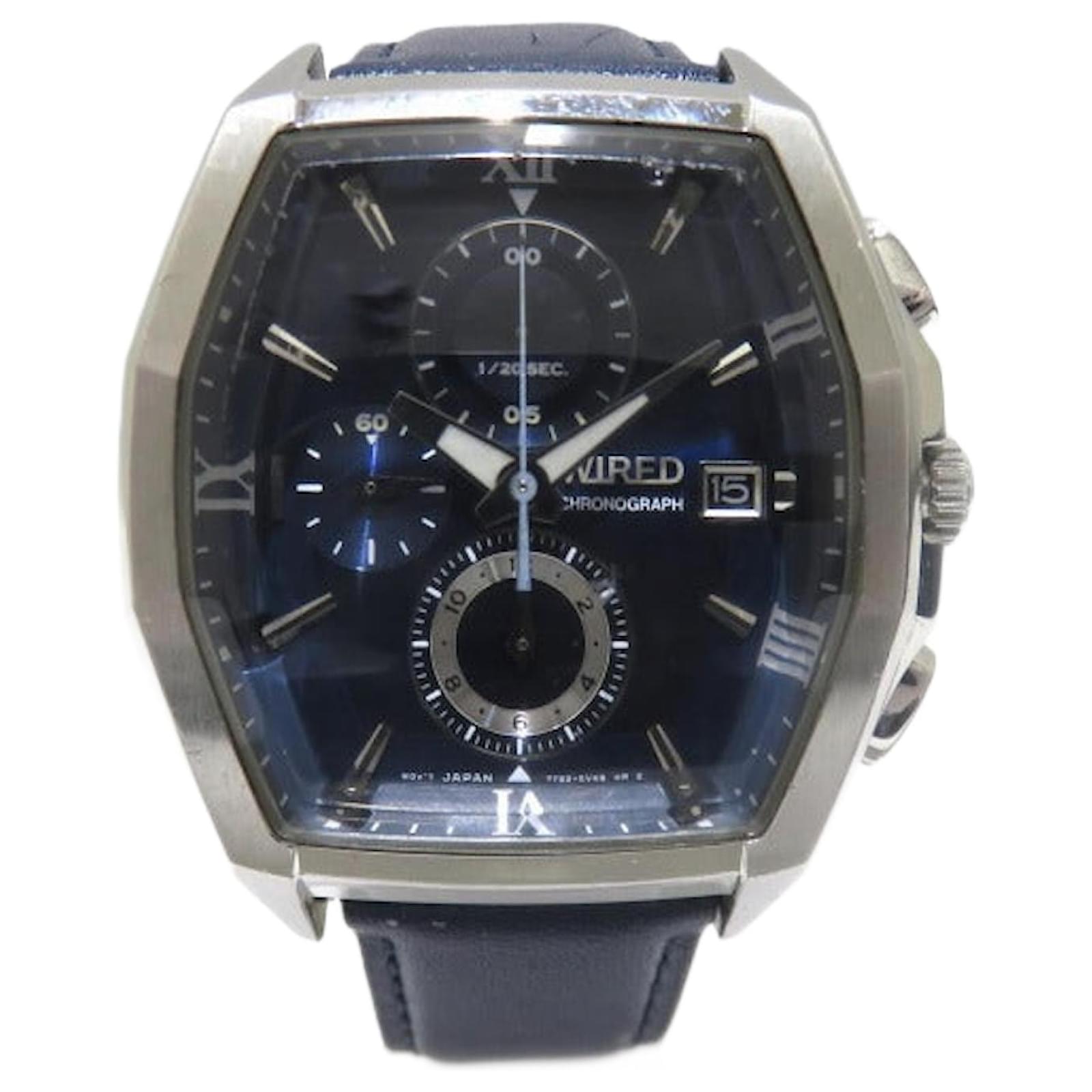 Seiko Wired Quartz Chronograph Watch 7T92-0NZ0 Blue Metal ref