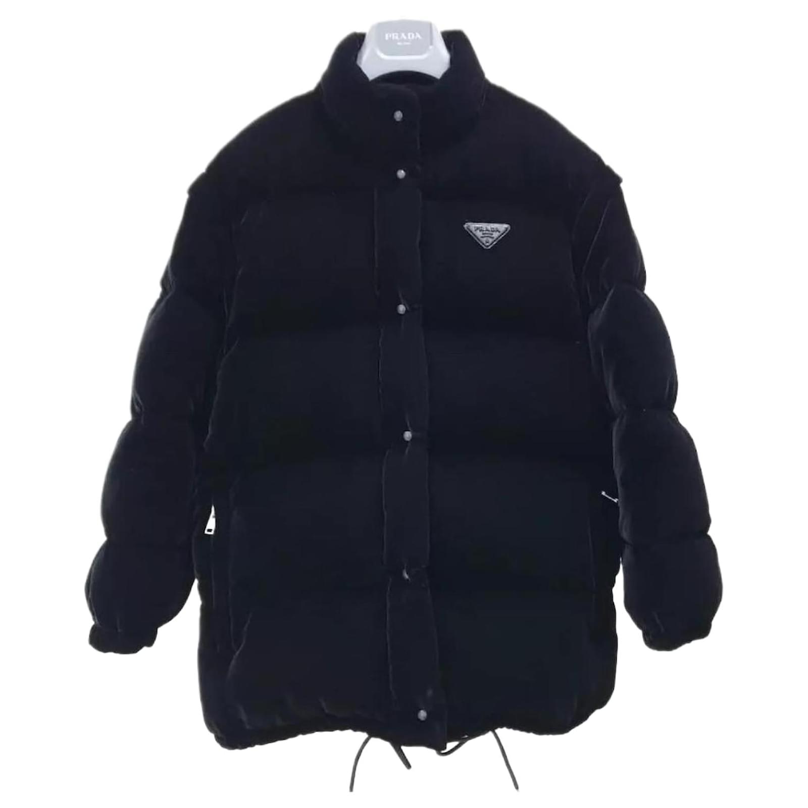 Prada Convertible Black Velvet Down Jacket Sz.38 ref.1869961