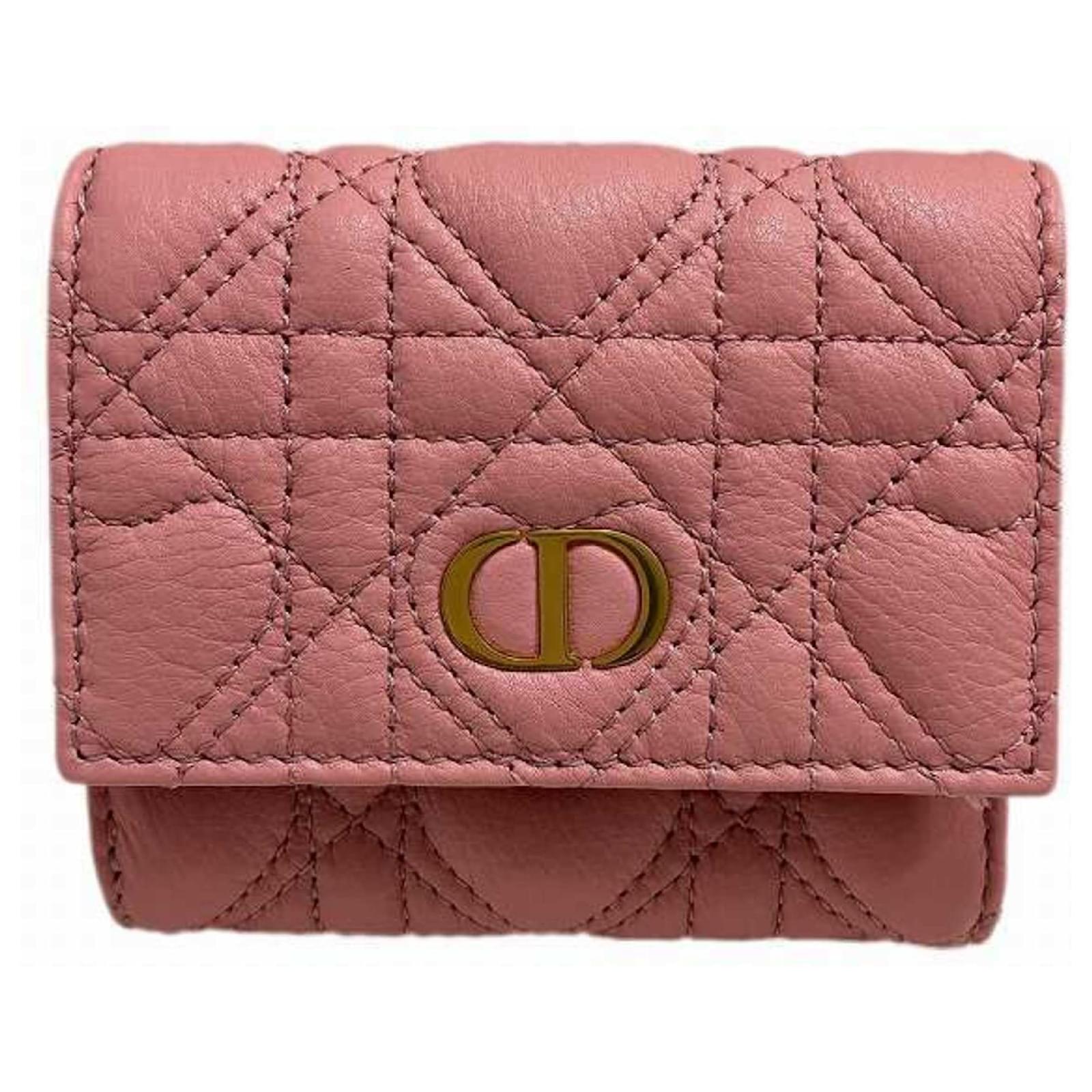 Christian Dior Dior Cannage Caro Hibiscus Wallet Pink