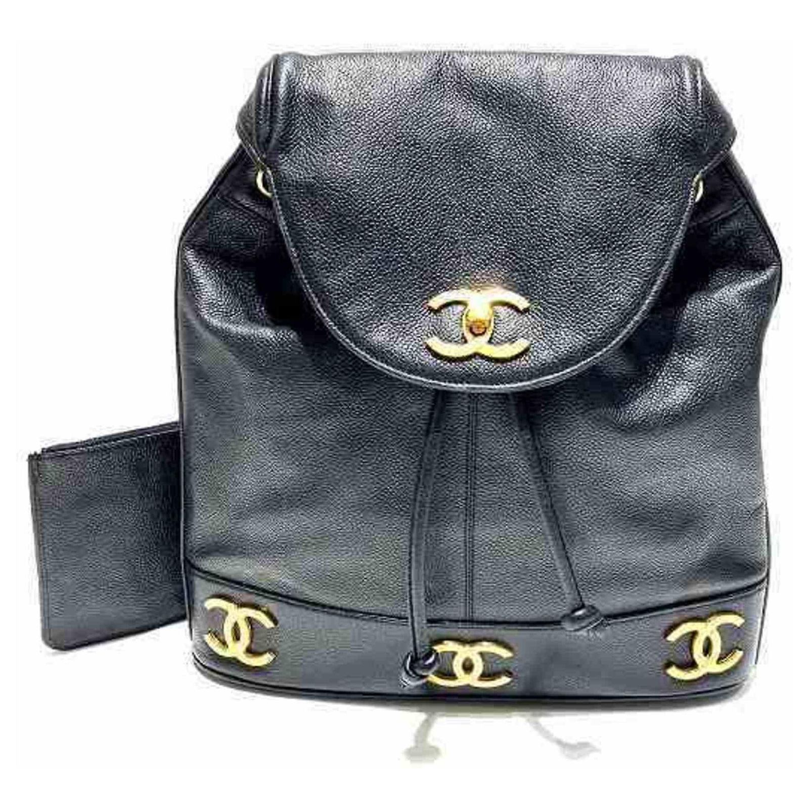Chanel Backpack Triple CC Logo Black Caviar Leather Coco Chanel CHANEL Triple Coco Mark Backpack Bag Rucksack Women main image 4