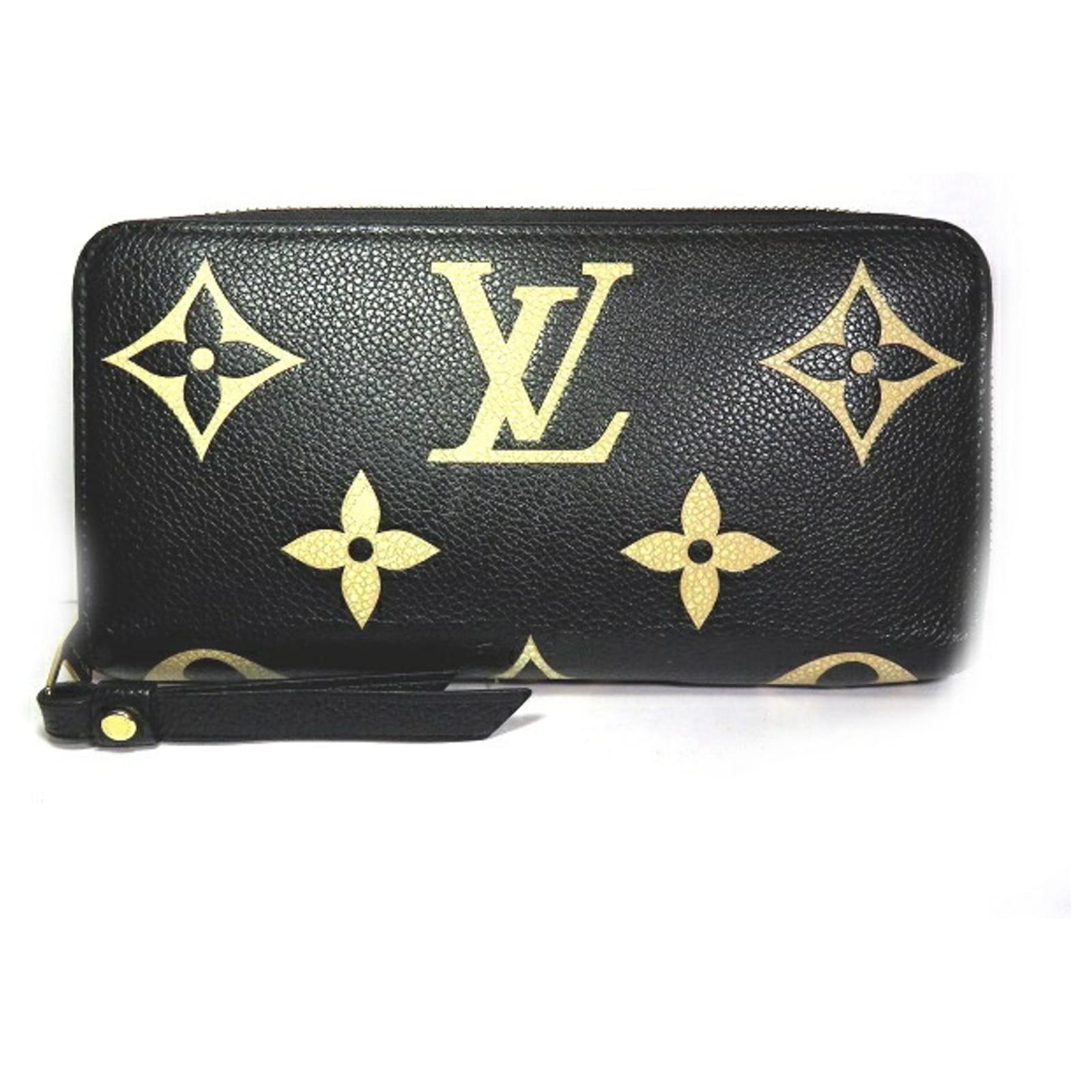 Louis Vuitton Monogram Empreinte Bicolor Zippy Wallet Black Beige