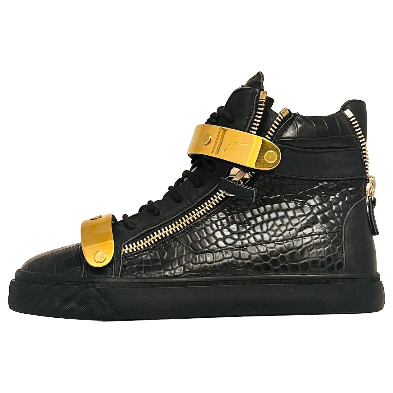 Baskets Montantes Femme Giuseppe Zanotti - Taille 39 EU (9 US) - Suédé Pailleté Noir - Neuf Avec Boîte