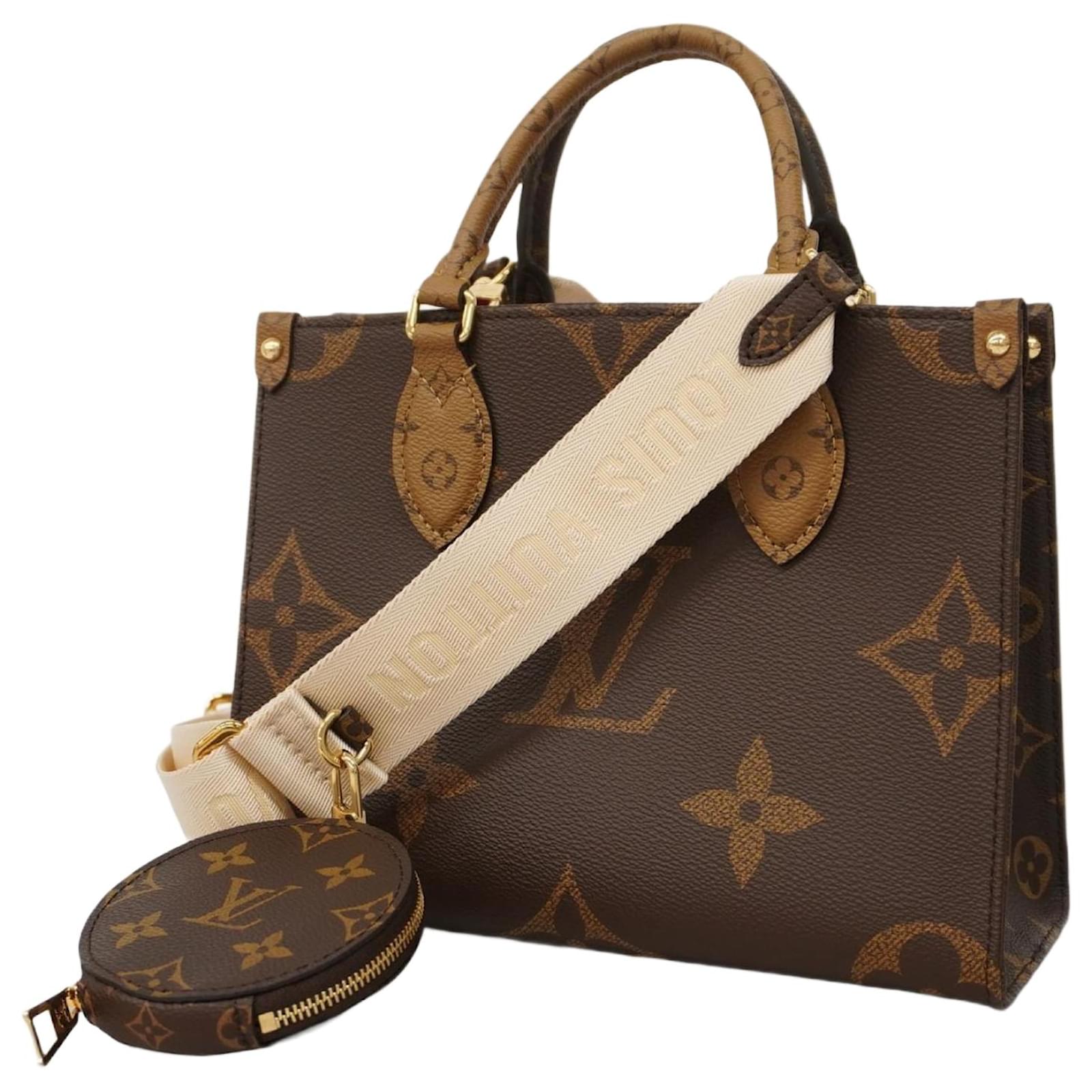 Louis Vuitton Monogram Reverse Giant On The Go PM Tote Bag Brown