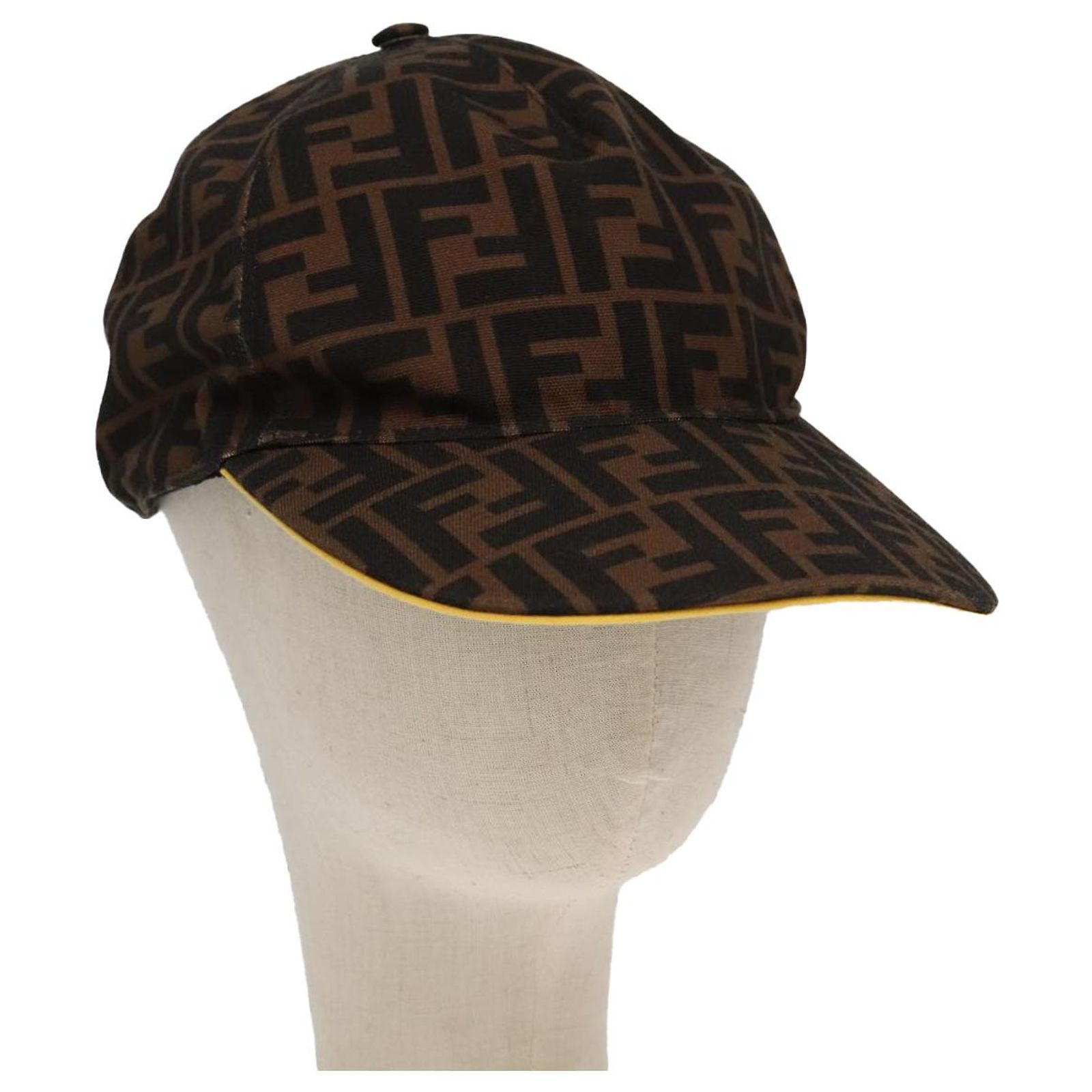 FENDI Zucca Canvas Cap Black Brown Auth Fendi Zucca FF Baseball Hat - Black Hats, Accessories  main image 4