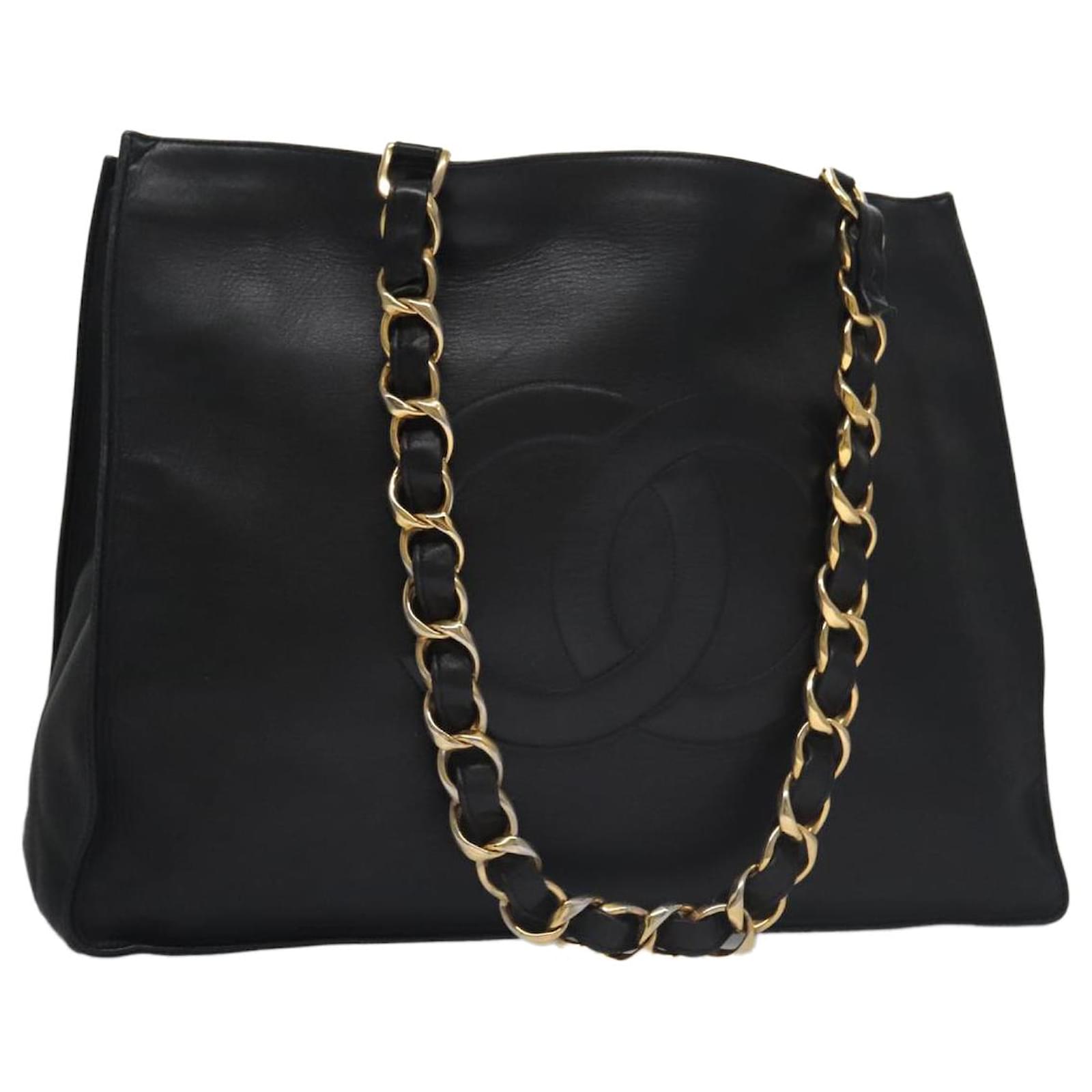 CHANEL COCO Mark Chain Tote Bag Leather Black CC Auth 102670 ref