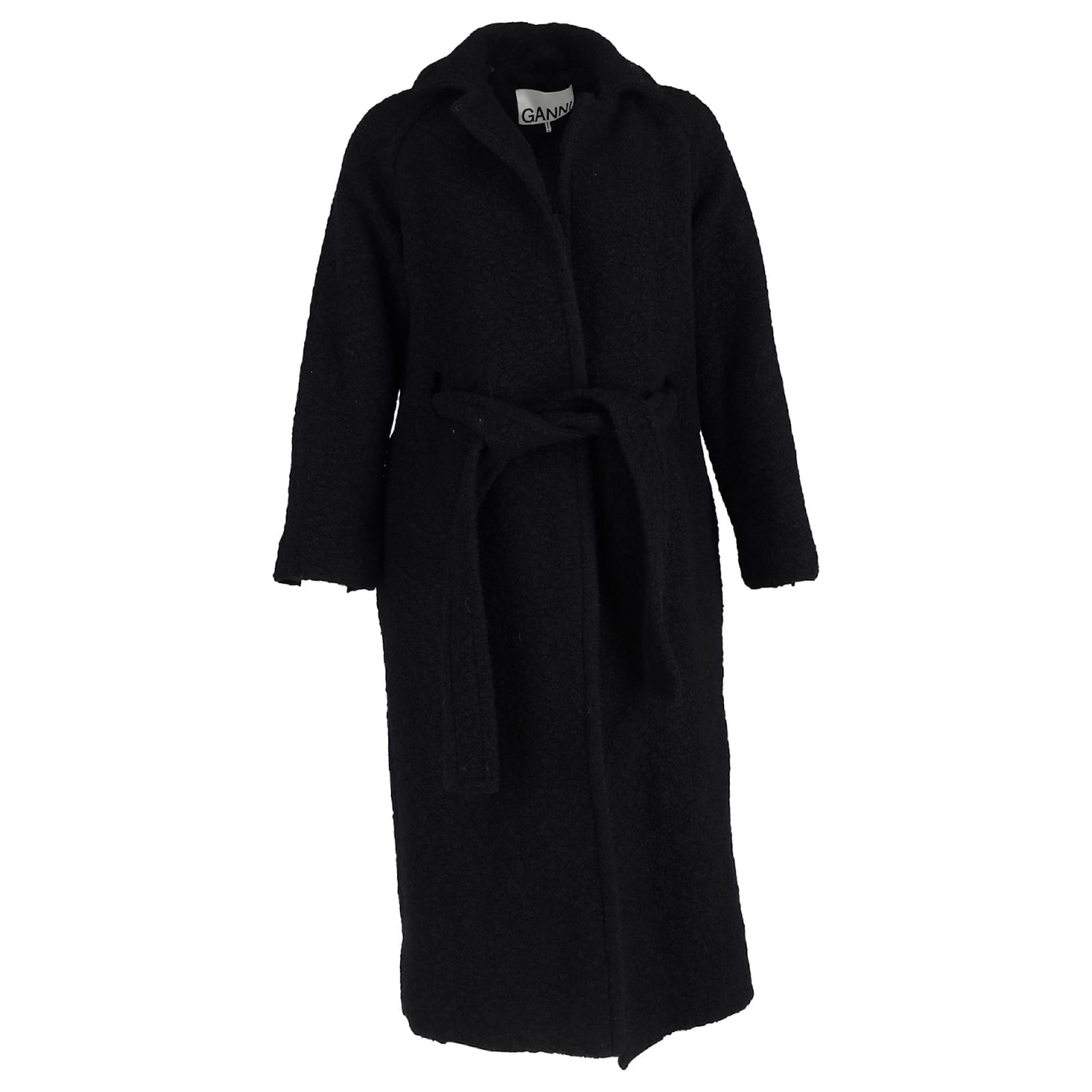 Ganni Long Boucle Coat in Black Wool ref.1875992 - Joli Closet