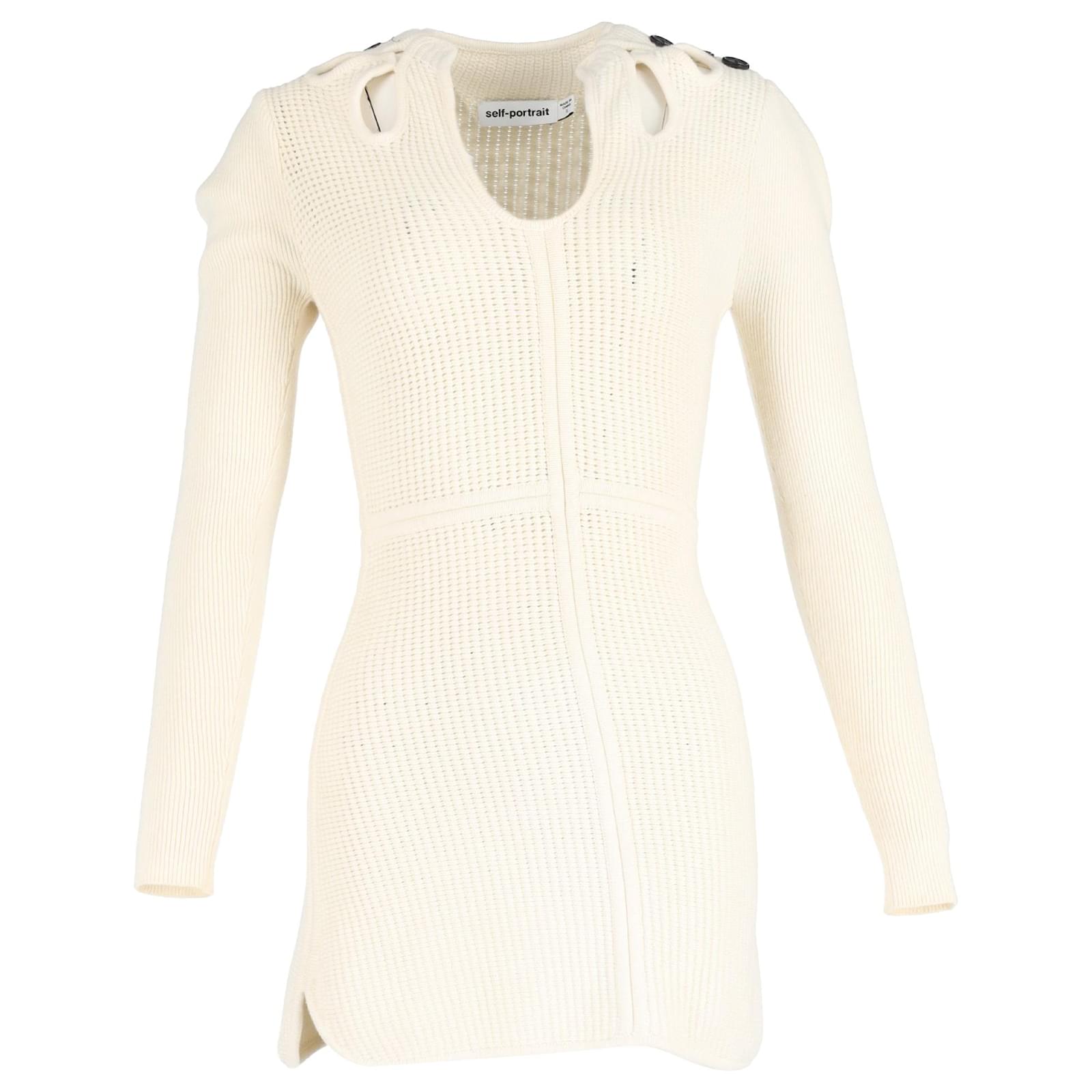 Self portrait Self-Portrait Button-Embellished Cutout Ribbed Mini Dress in  Cream Cotton White ref.JC1875996 (Sold) - Joli Closet