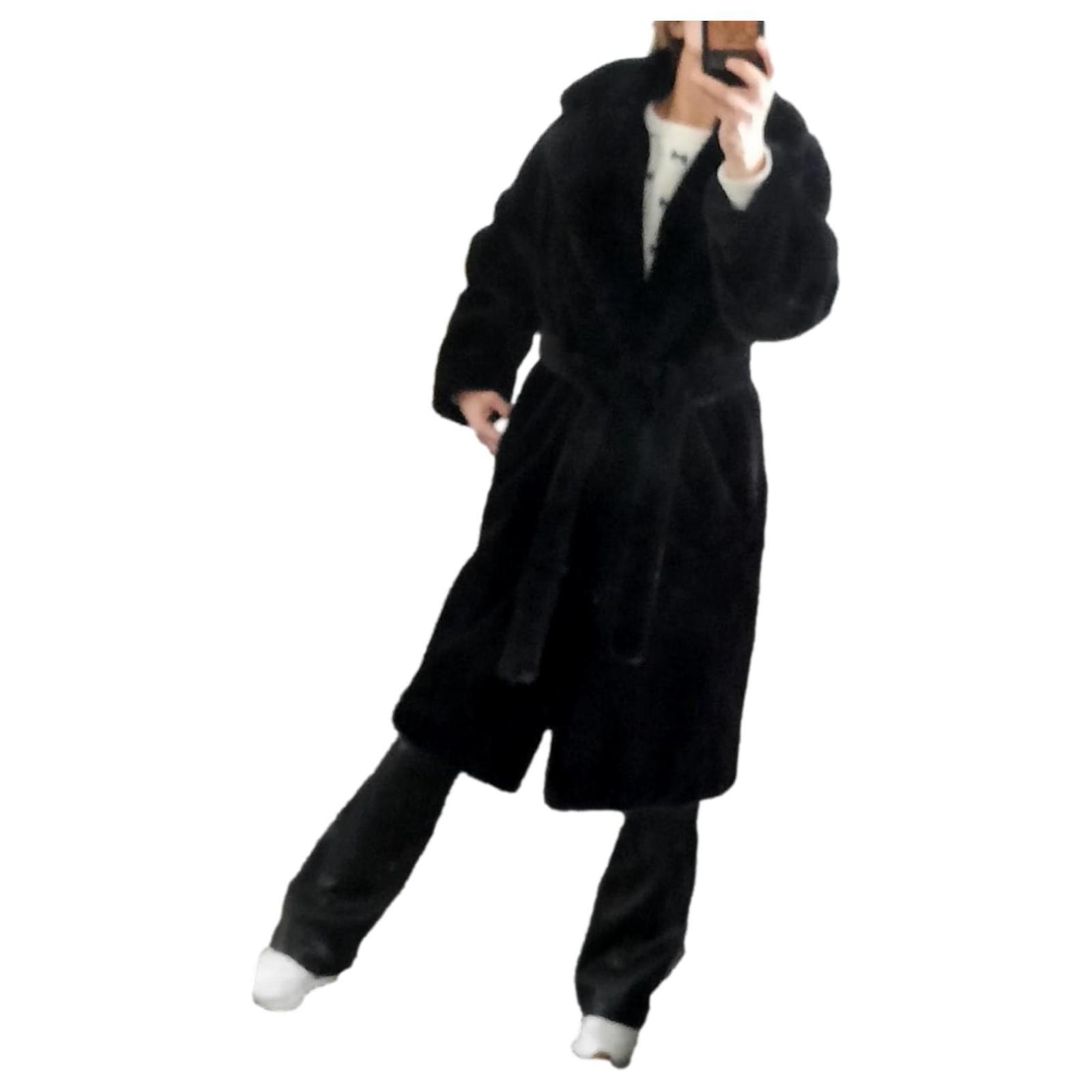 Zara Cappotti, Capispalla Nero Pelliccia ecologica