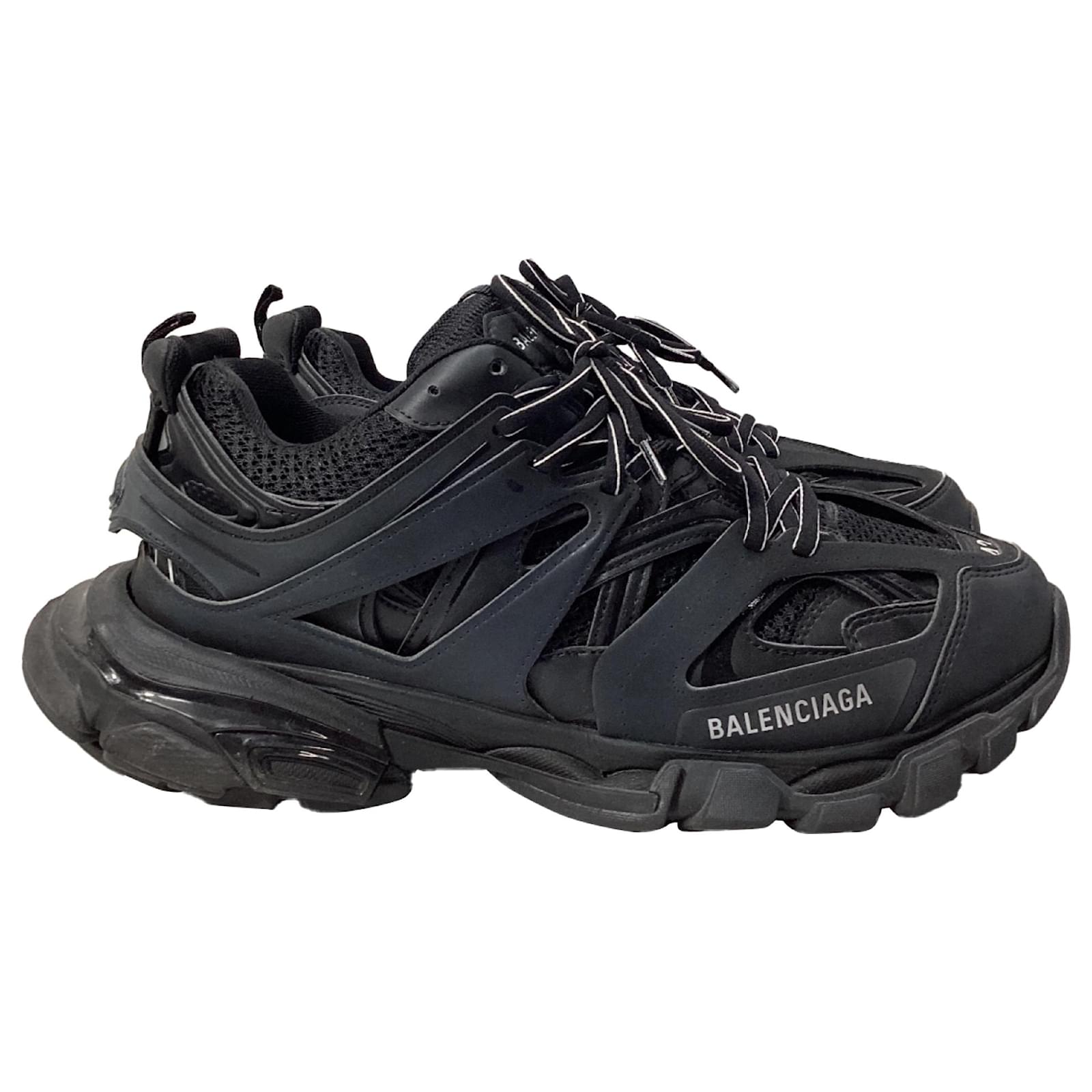Balenciaga Track Lace-Up Sneakers in Black Polyurethane Plastic