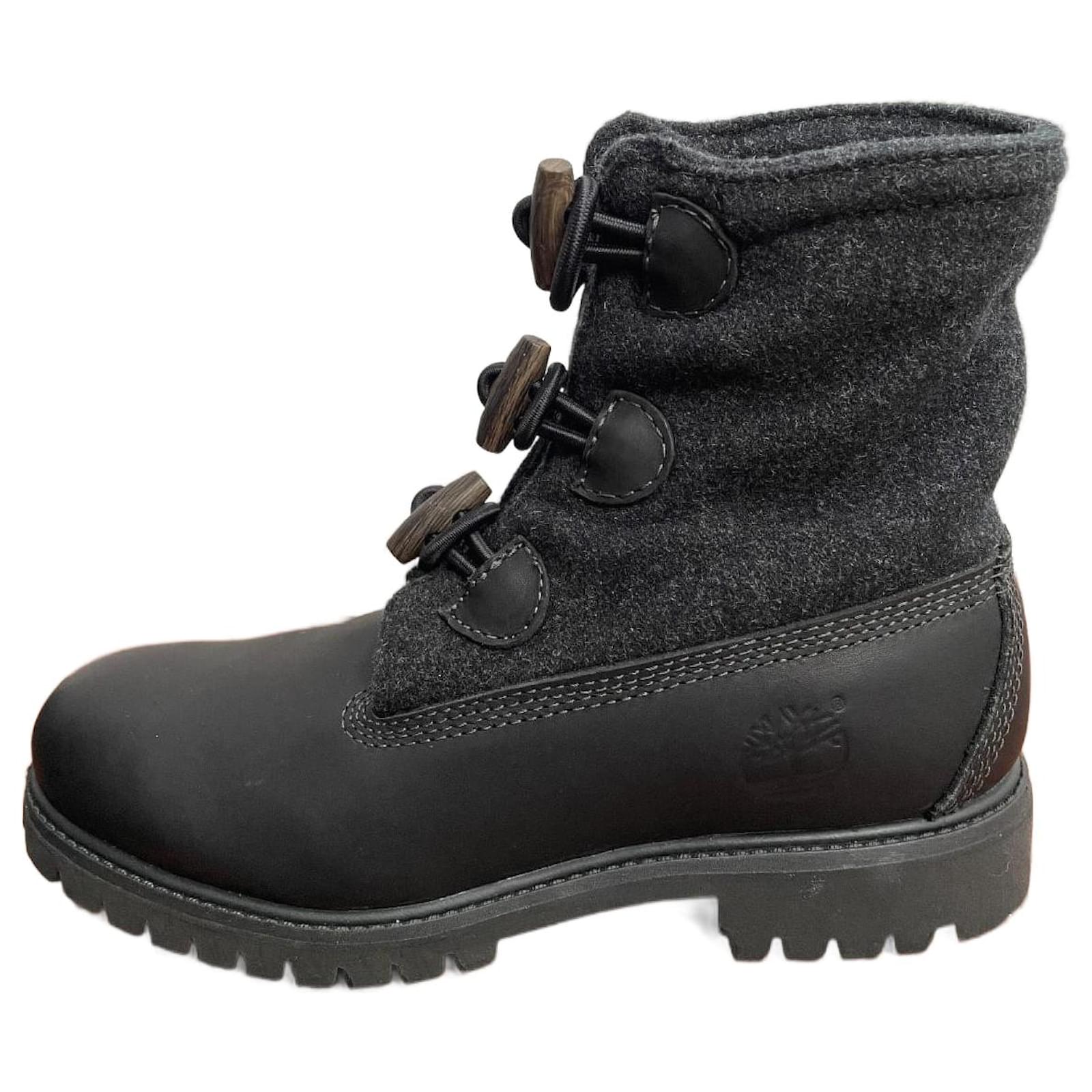 Timberland 6-inch Boots Black Dark grey Leather Wool