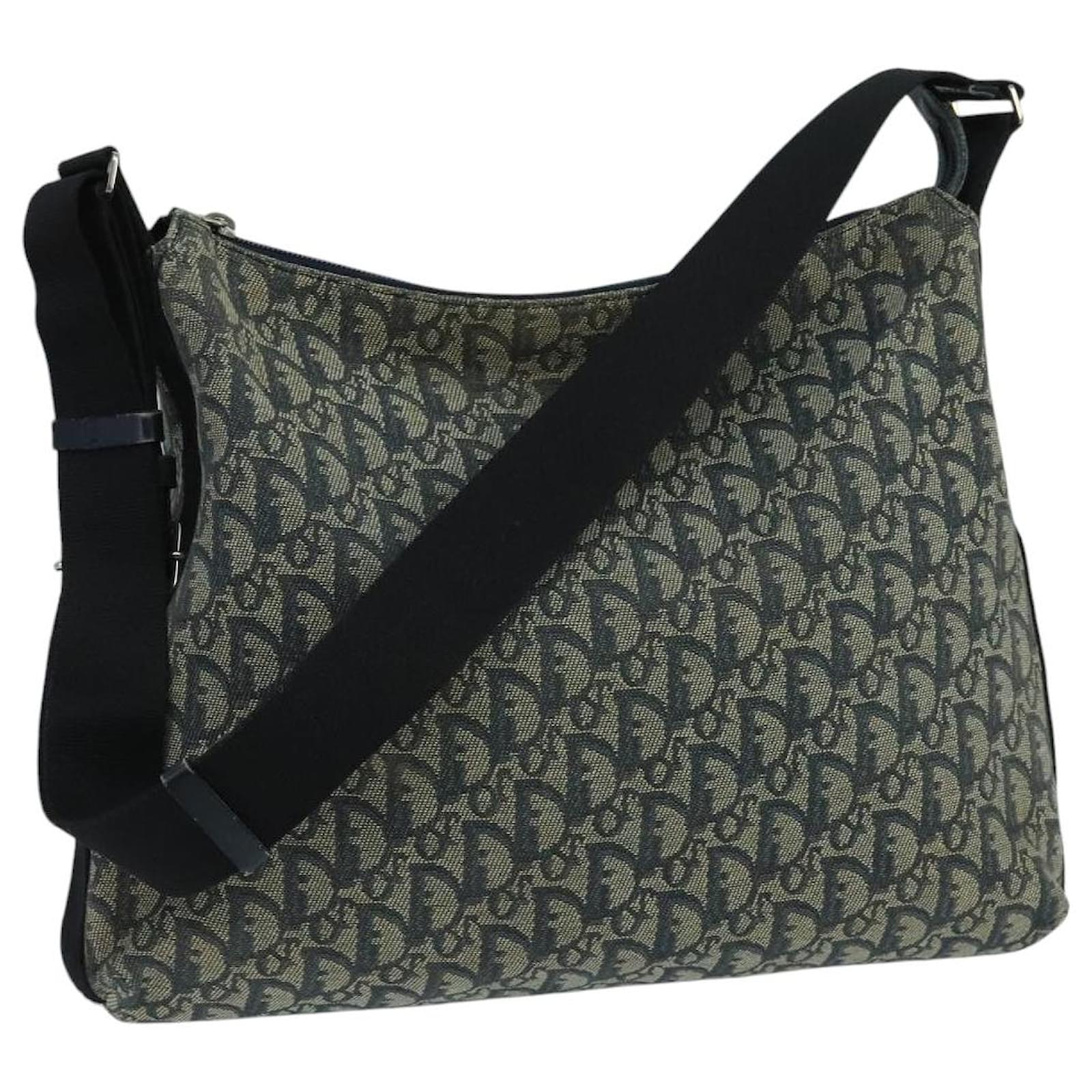 Christian Dior Trotter Canvas Shoulder Bag Navy Auth 104689 Navy