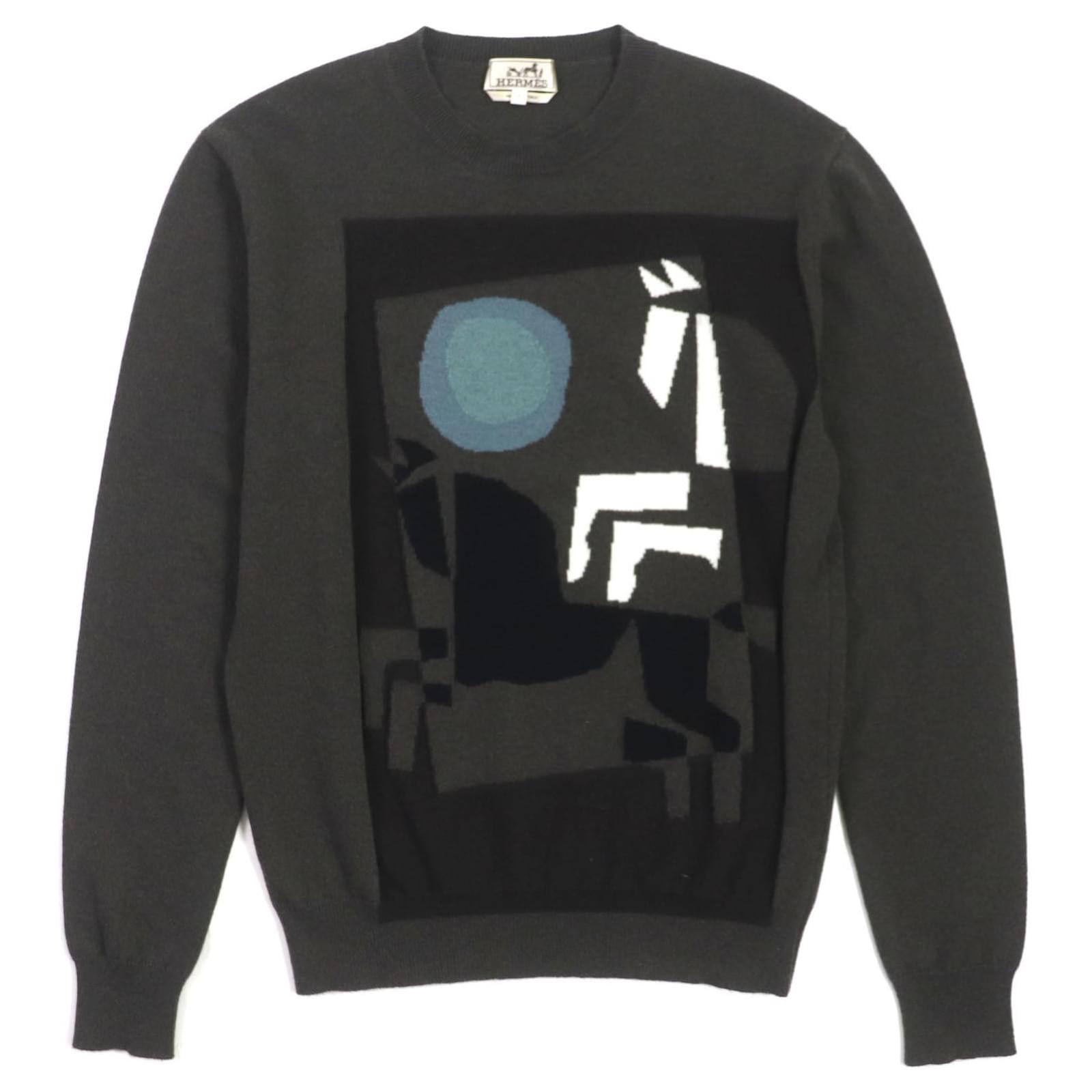 HERMES カシミヤセーター 34サイズ 黒/白 Brand New ( Rank N ) HERMÈS Chaine d'Ancre long-sleeve sweater