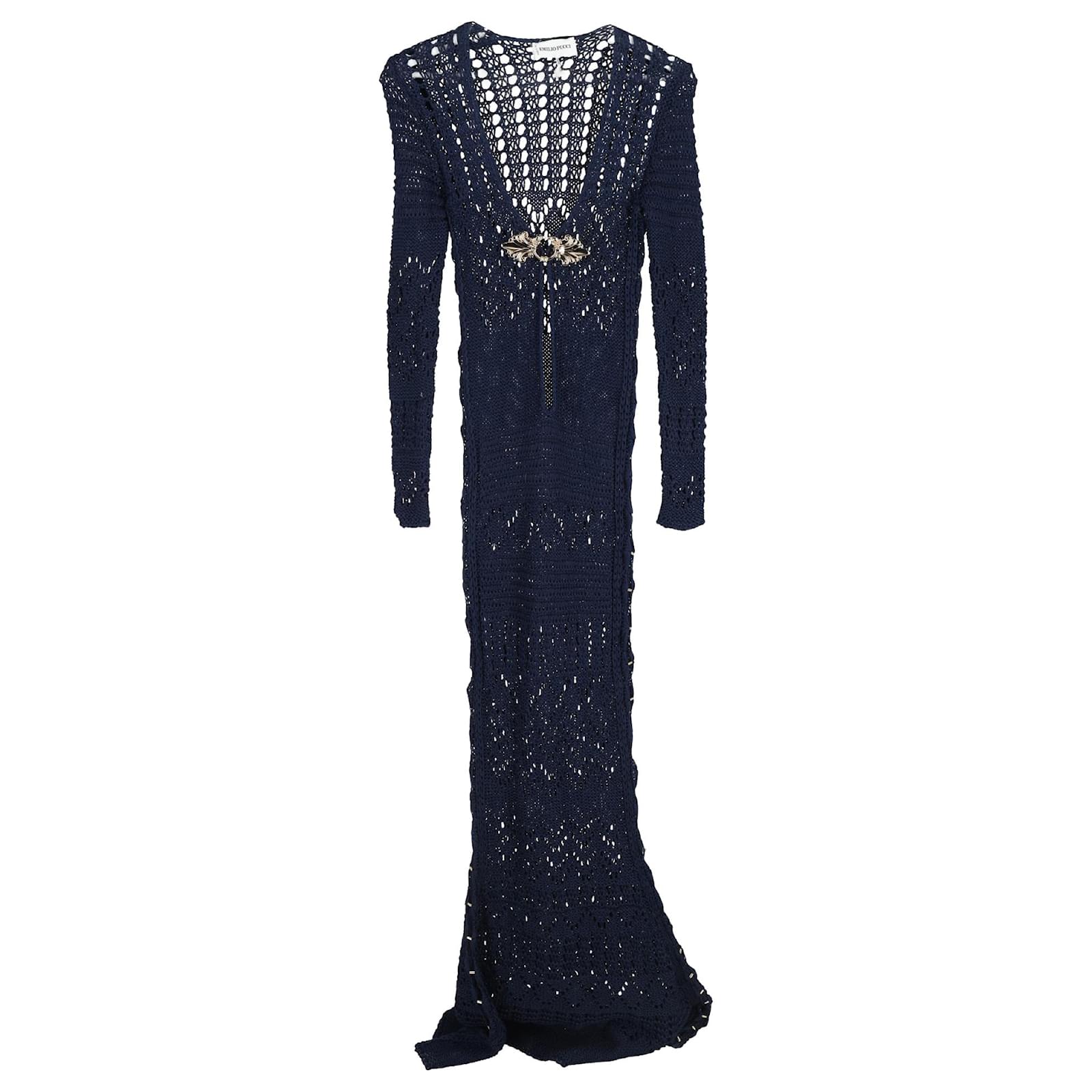 church dress Blue Multi Scallop Cutout Floral Lace Dress  SSYS