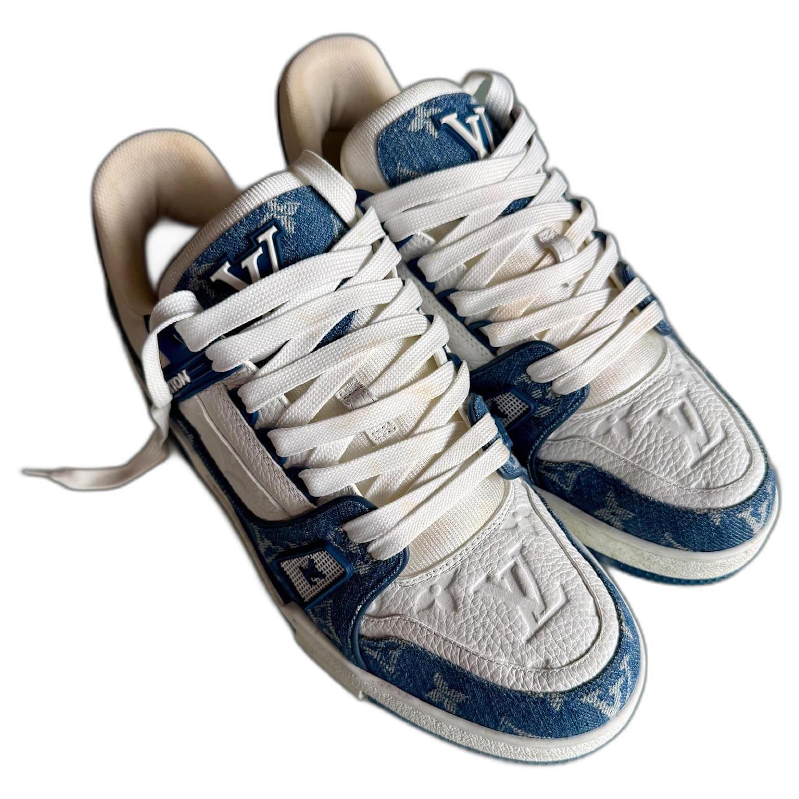 Louis Vuitton LV Trainer by Virgil Abloh Blanco Azul marino Piel