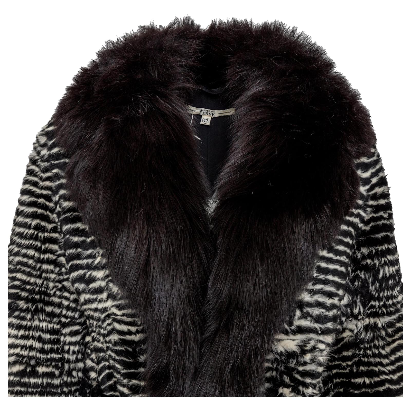 GIANFRANCO FERRE FOURRURES ロングコート ファー付き Gianfranco Ferre Suede and Fox Fur Coat