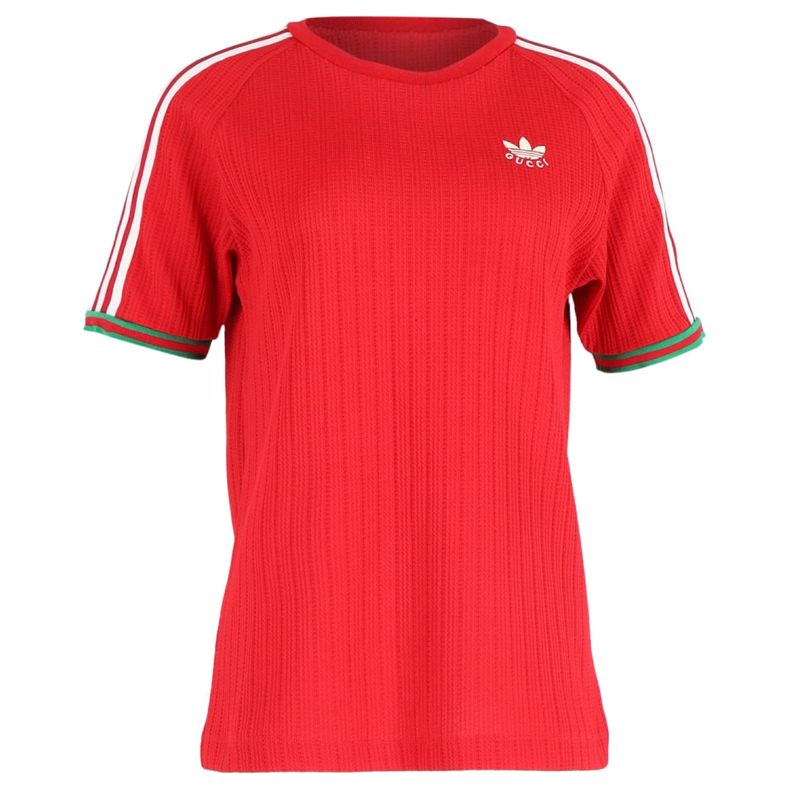 Gucci x Adidas Knitted Jersey T-Shirt in Red Polyester Dark red