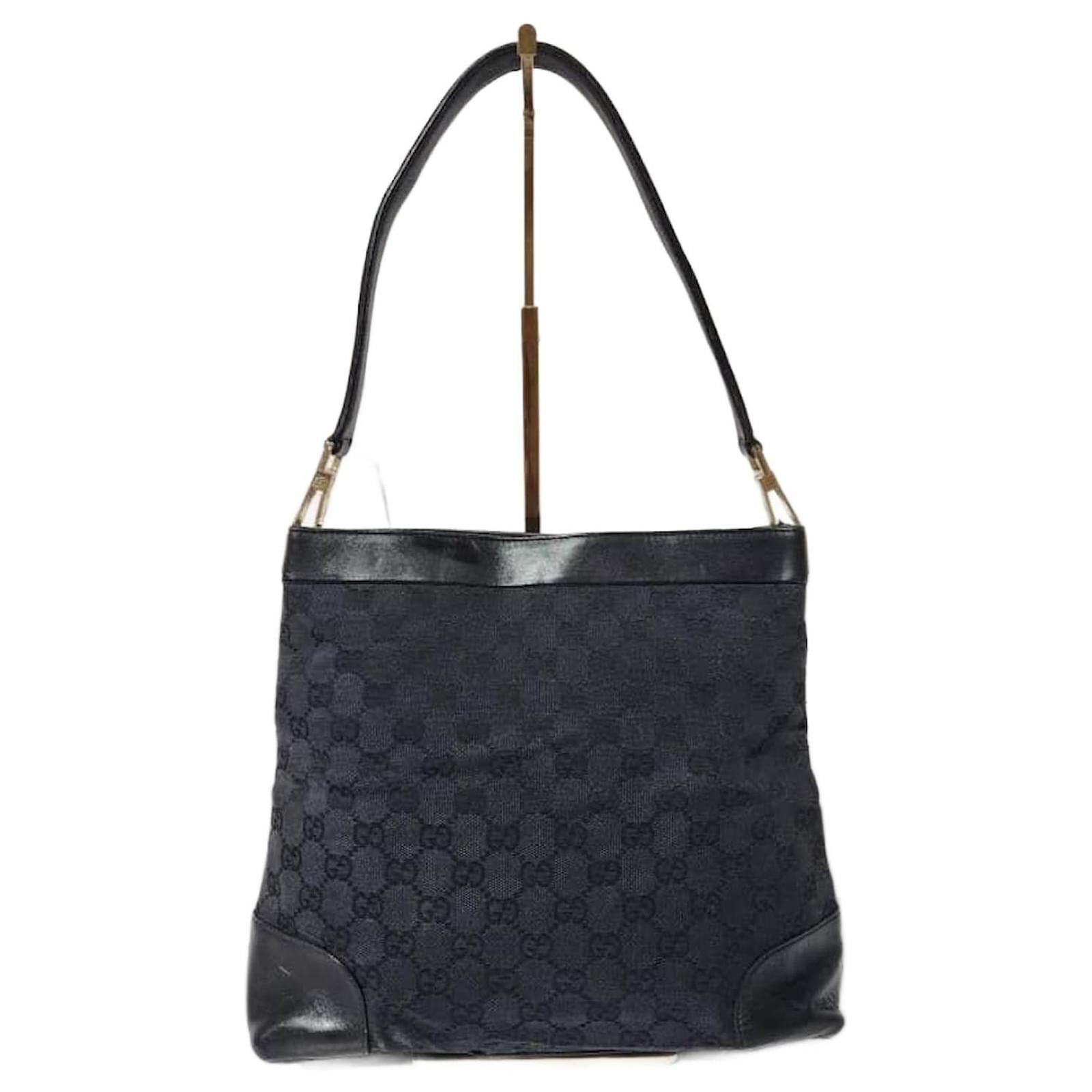 バッグ OLD GUCCI CANVAS LEATHER SHOULDER BAG Vintage 1980s GUCCI GG Web Monogram Leather Crossbody Two