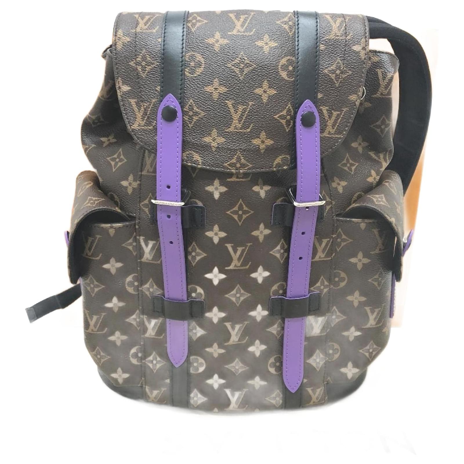 louis vuitton backpack purple Louis Vuitton Monogram Macassar Christopher PM Backpack Brown Purple Patent  leather ref.JC1889542 (Sold)