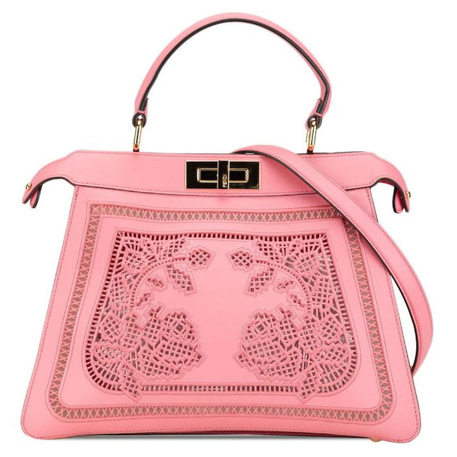 Fendi Peekaboo ICU Medium Leather Handbag Pink Joli