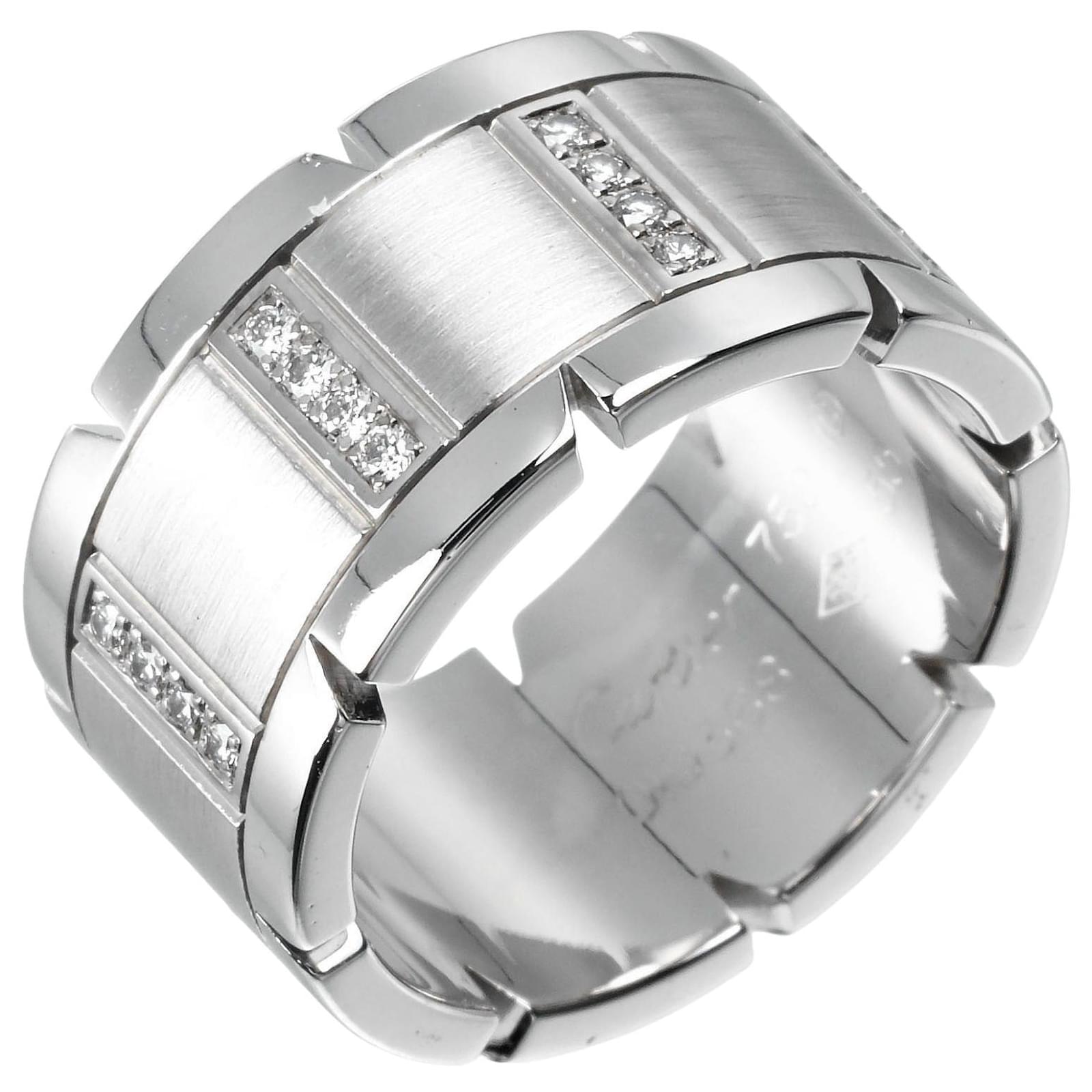 Anello Cartier Tank Francaise K18 Oro Bianco Diamante