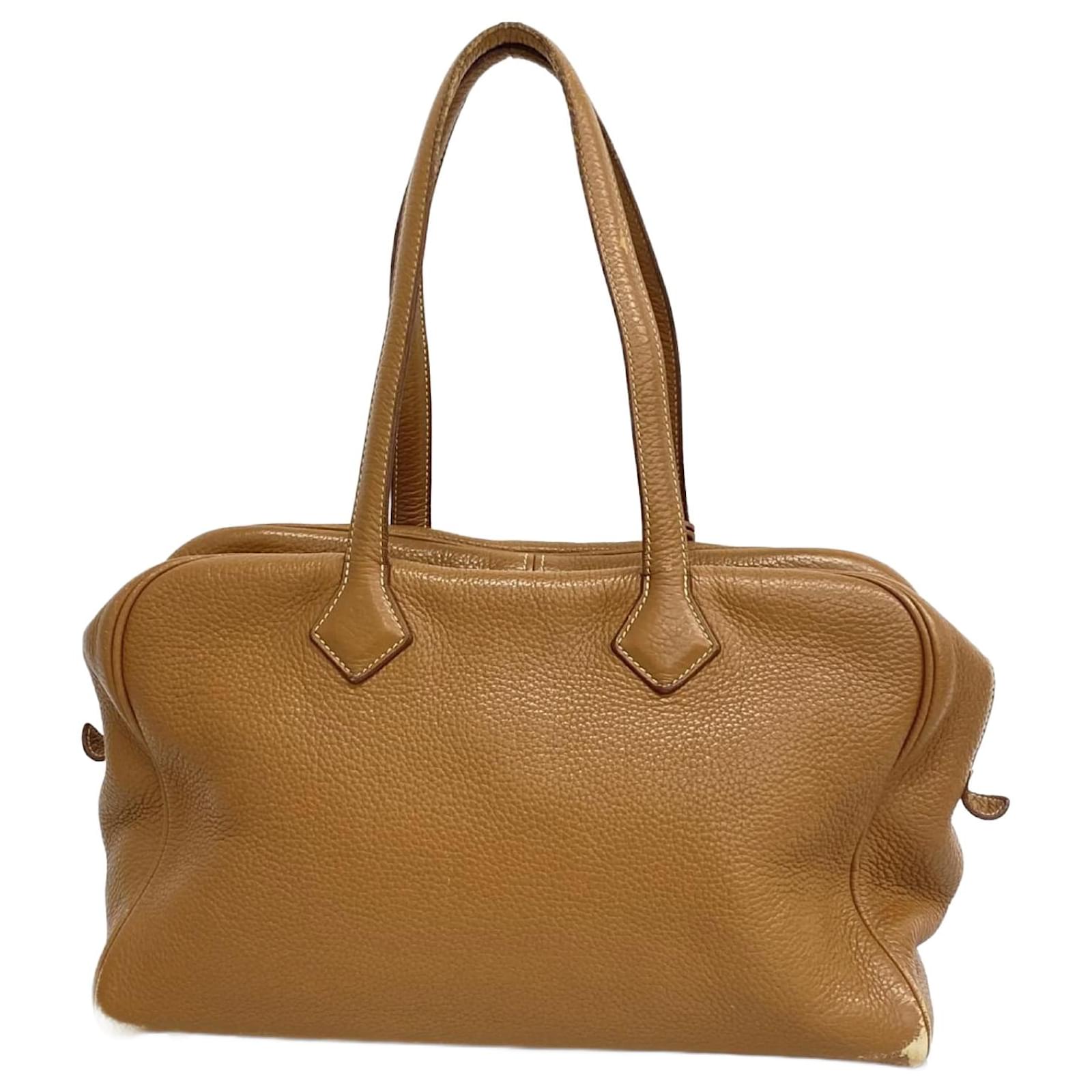 Hermès Hermes Tote Bag Victoria 35 in Gold Golden Leather ref 