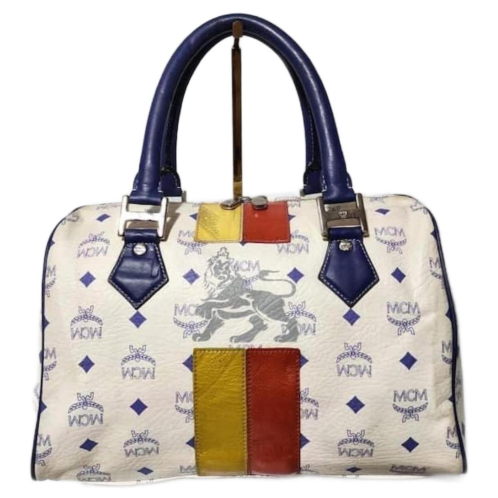 MCM Visetos Princess Lion Coated Canvas and Leather Boston