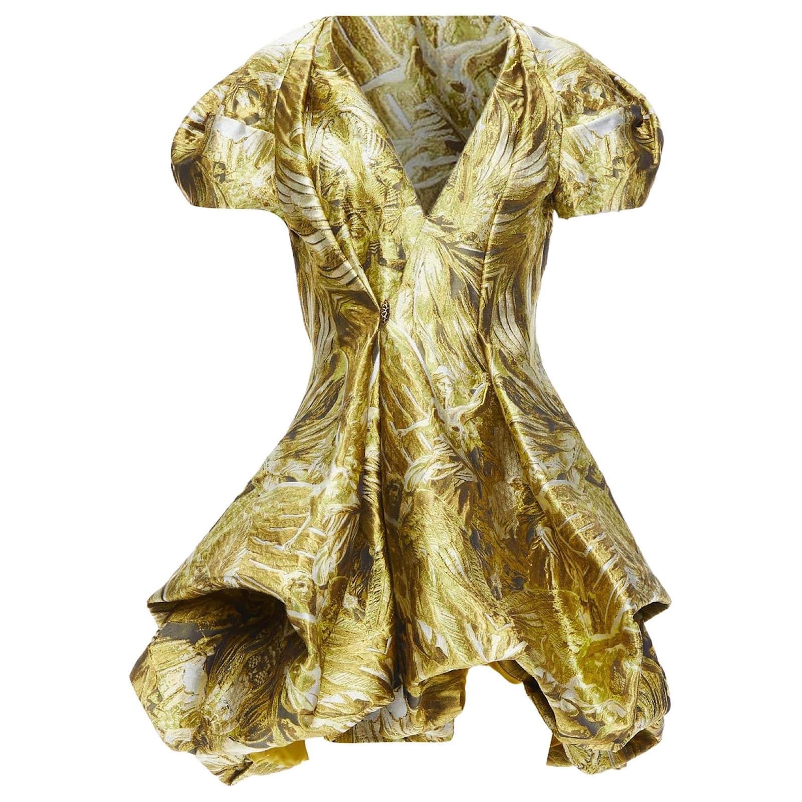 Alexander McQueen angels demons gold medieval jacquard dress