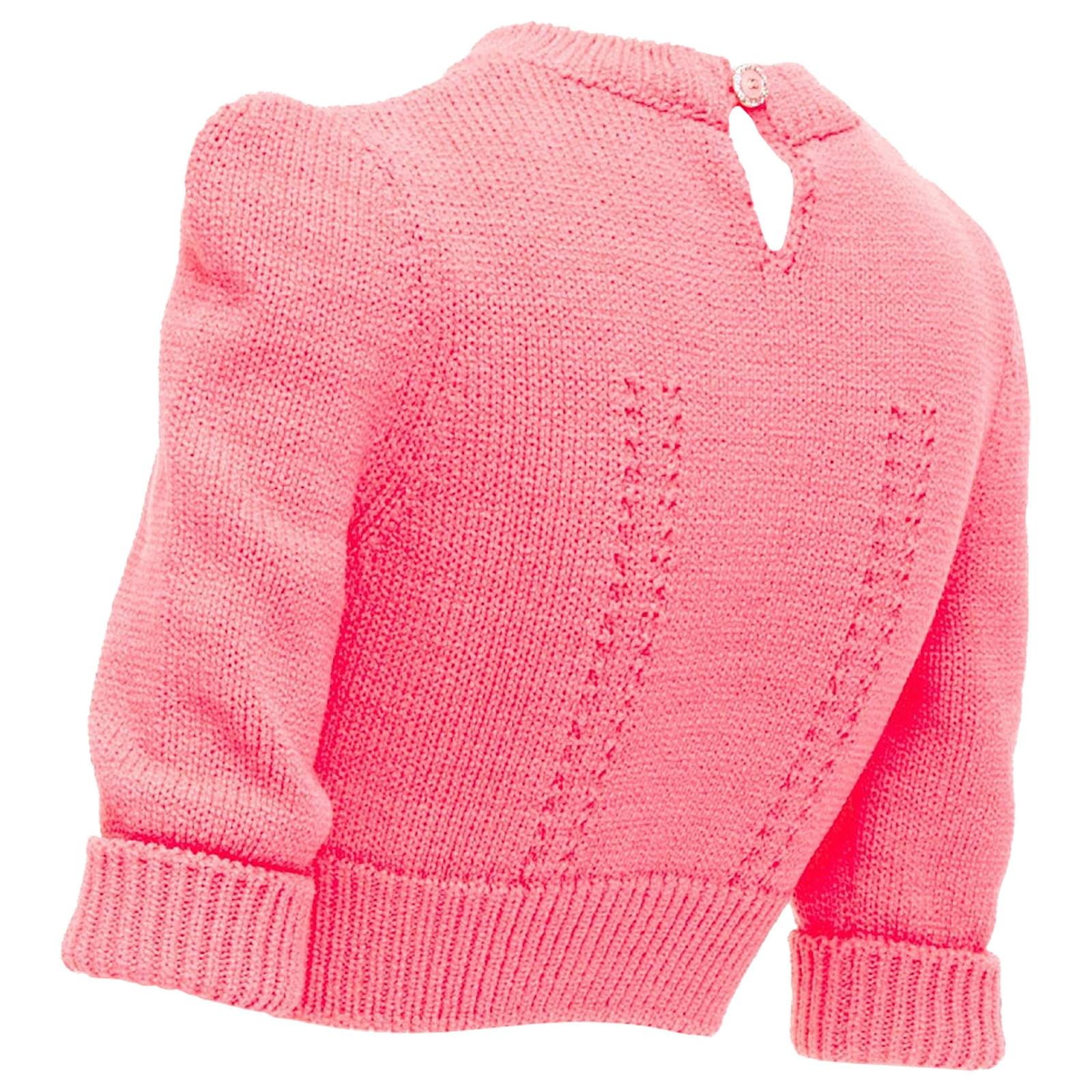 Chanel Pink Cotton Knit CC Logo Cropped Sweater Joli