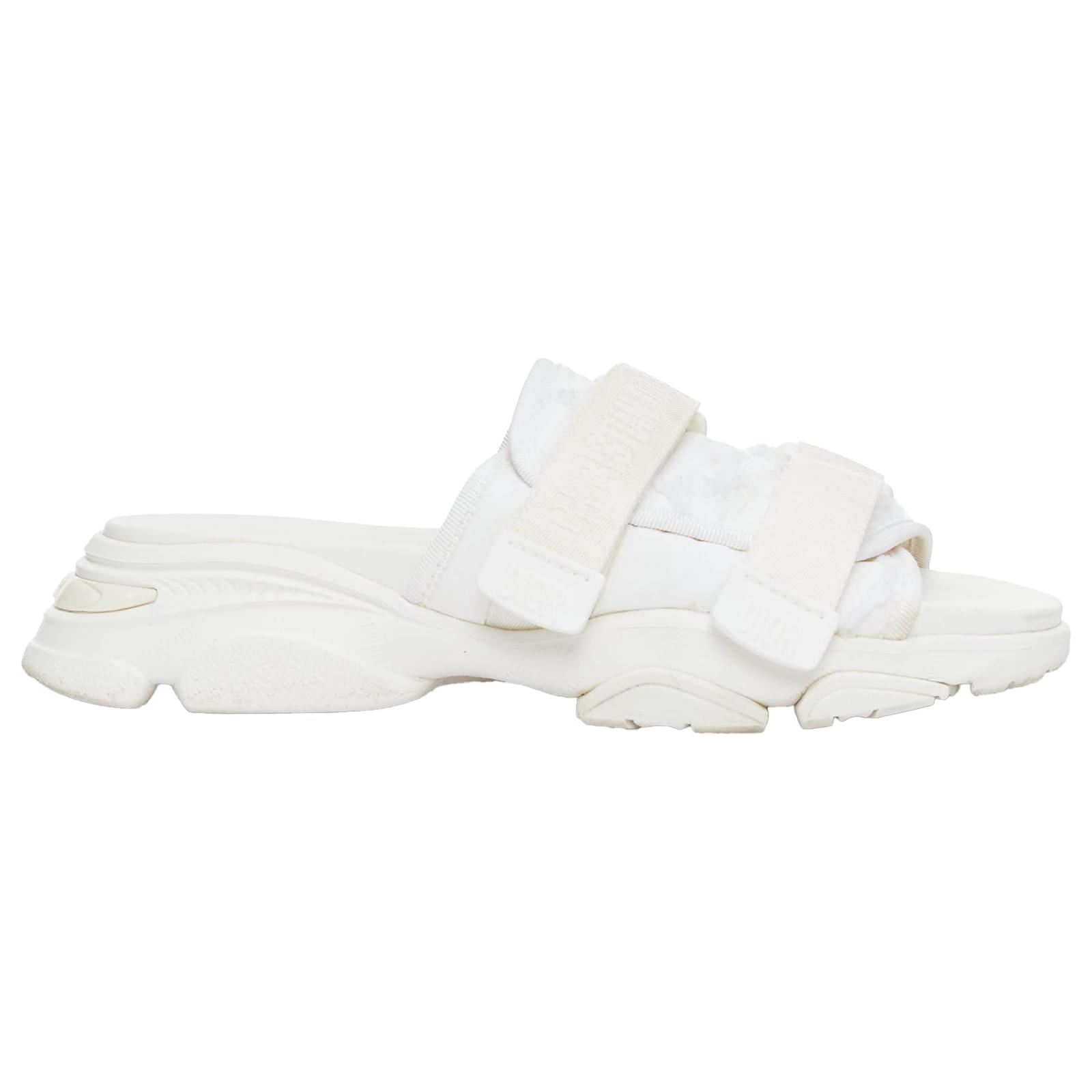 Christian Dior D-Wander CD Logo Chunky Technical Slides White