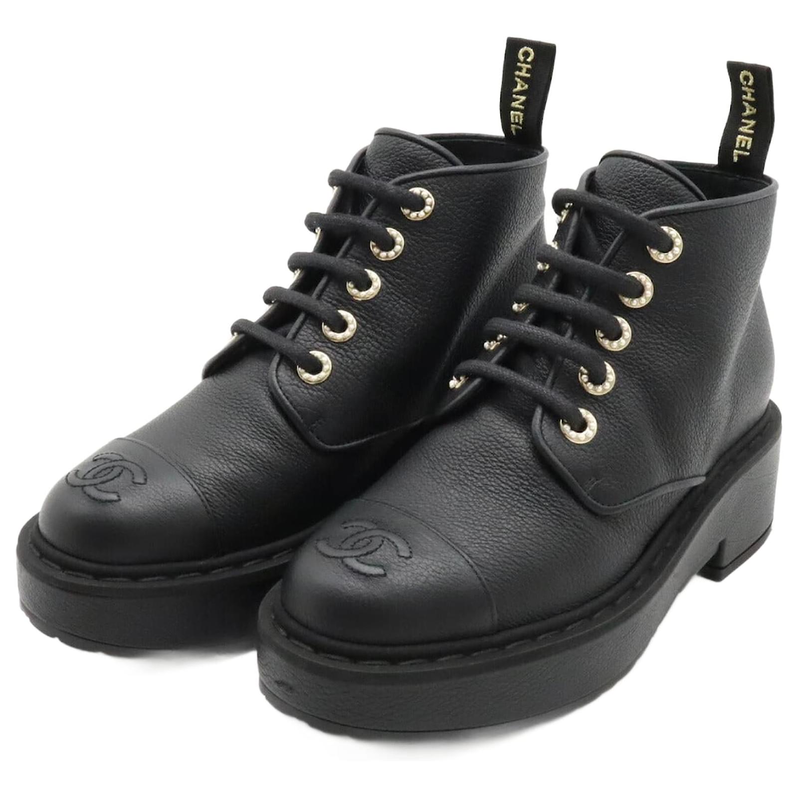 Botas Cortas Botines Negros Con Perlas Botas Cortas De Combate